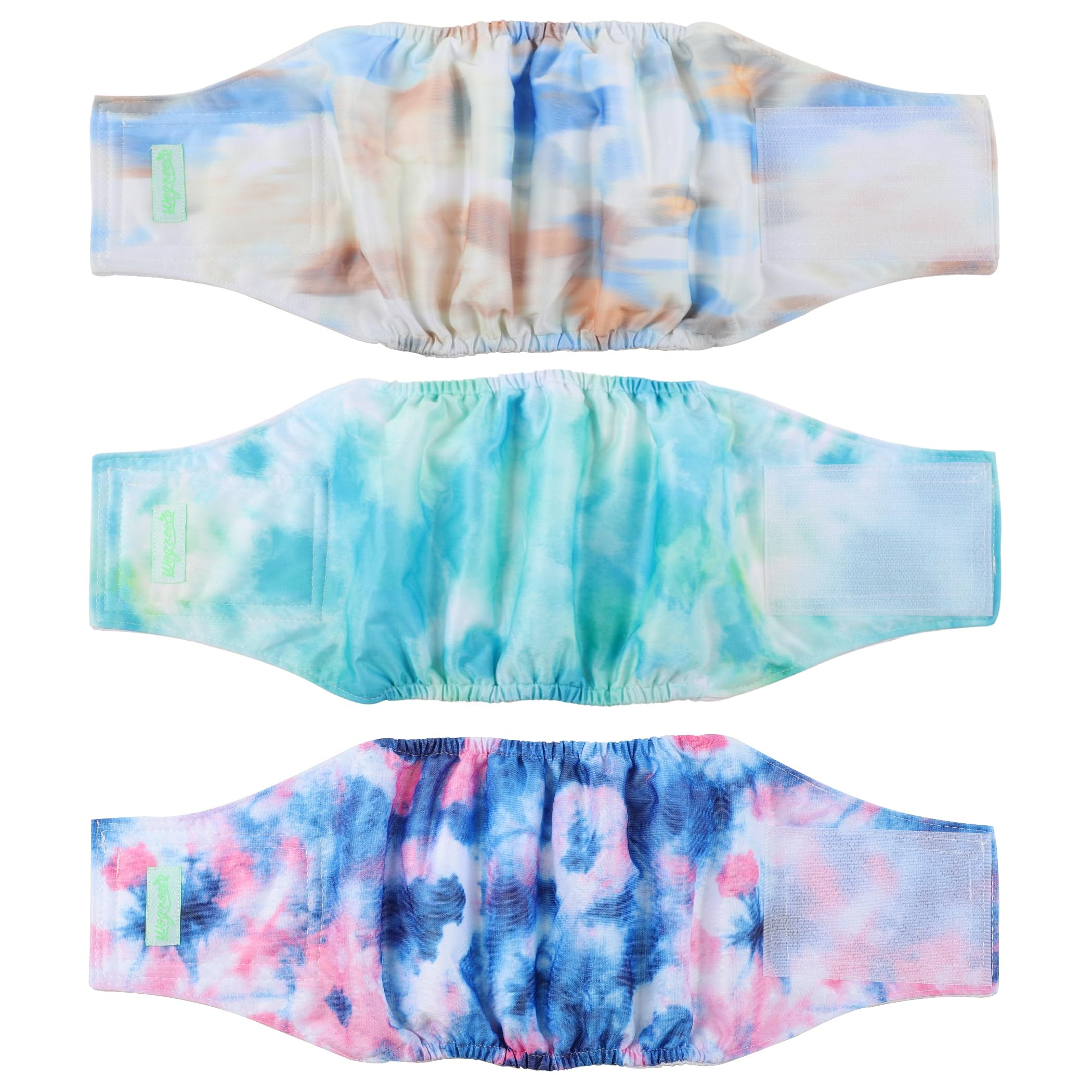 wegreeco Washable Male Dog Belly Band (Stylish Pattern)- Pack of 3 - Washable Male Dog Belly Wrap, Dog Diapers Male (Tie-dye, Sky, Large)