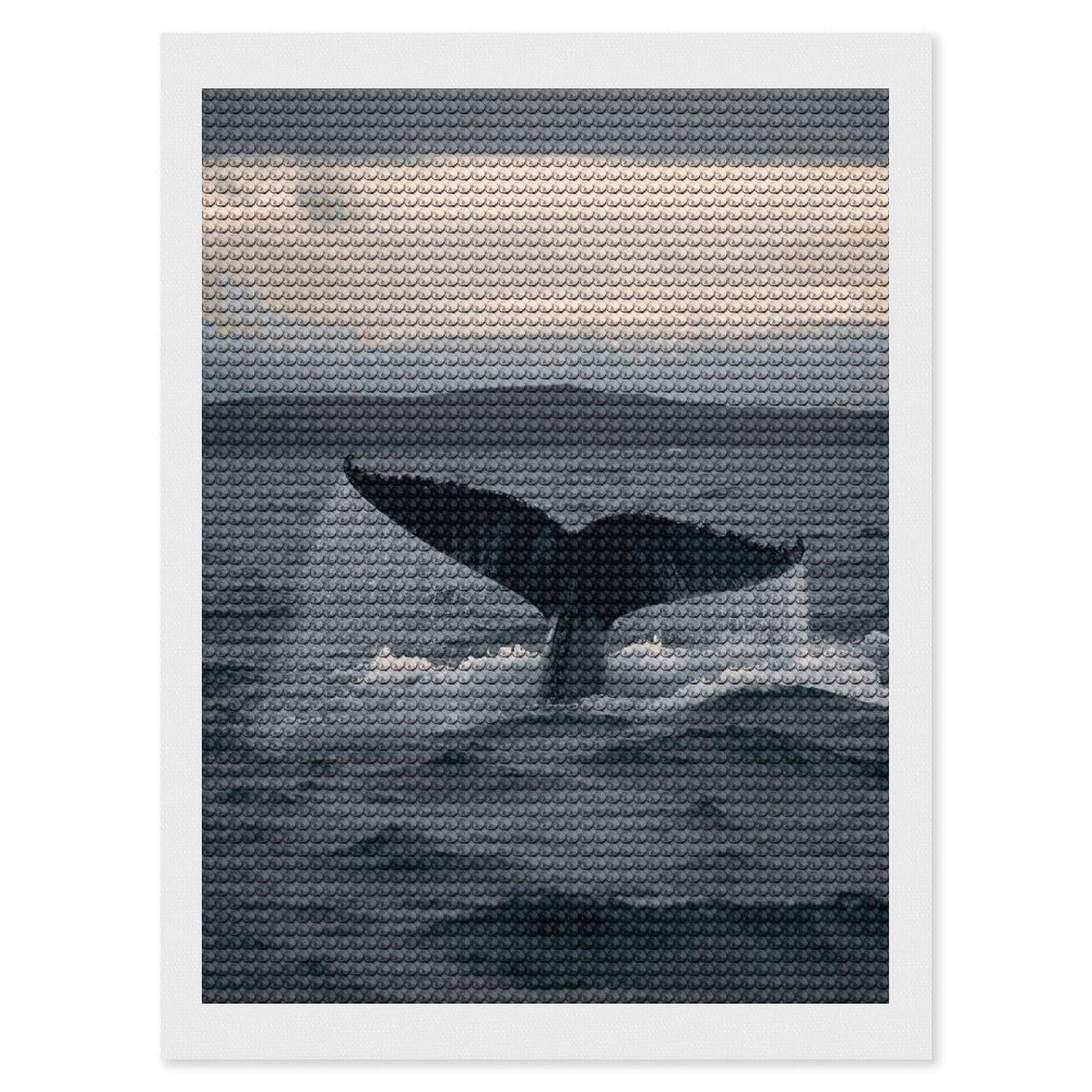 FekiLoot Humpback Whale Tail Ocean Diamond Art Kits for Adults Diamond Painting Kits for Beginners DIY Diamond Art Kits Round Full Drill Diamond Dot Gem Painting for Home Wall Decor Gift 12"x16"