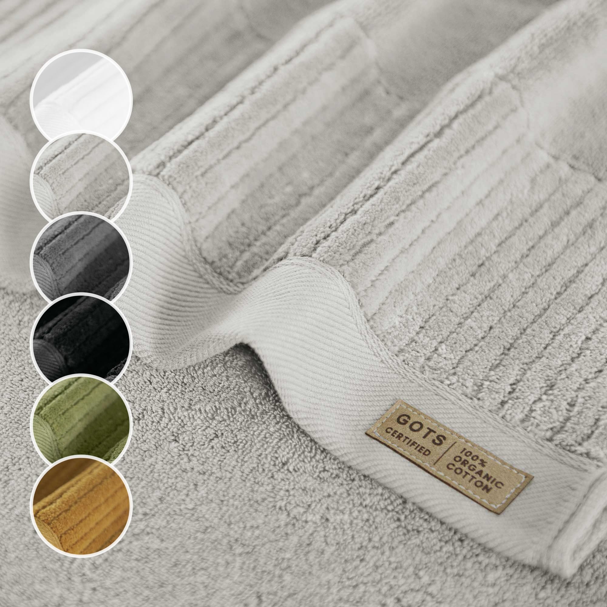 Zwoltex - Toalla de Ducha Grande, 4 Piezas: 30x50/50x100/70x140/100x150 cm, Ultra Suave y Absorbente 600 g/m², 100% algodón orgánico Certificado Gots, ÖKO-Tex, Gris - Colección Porto