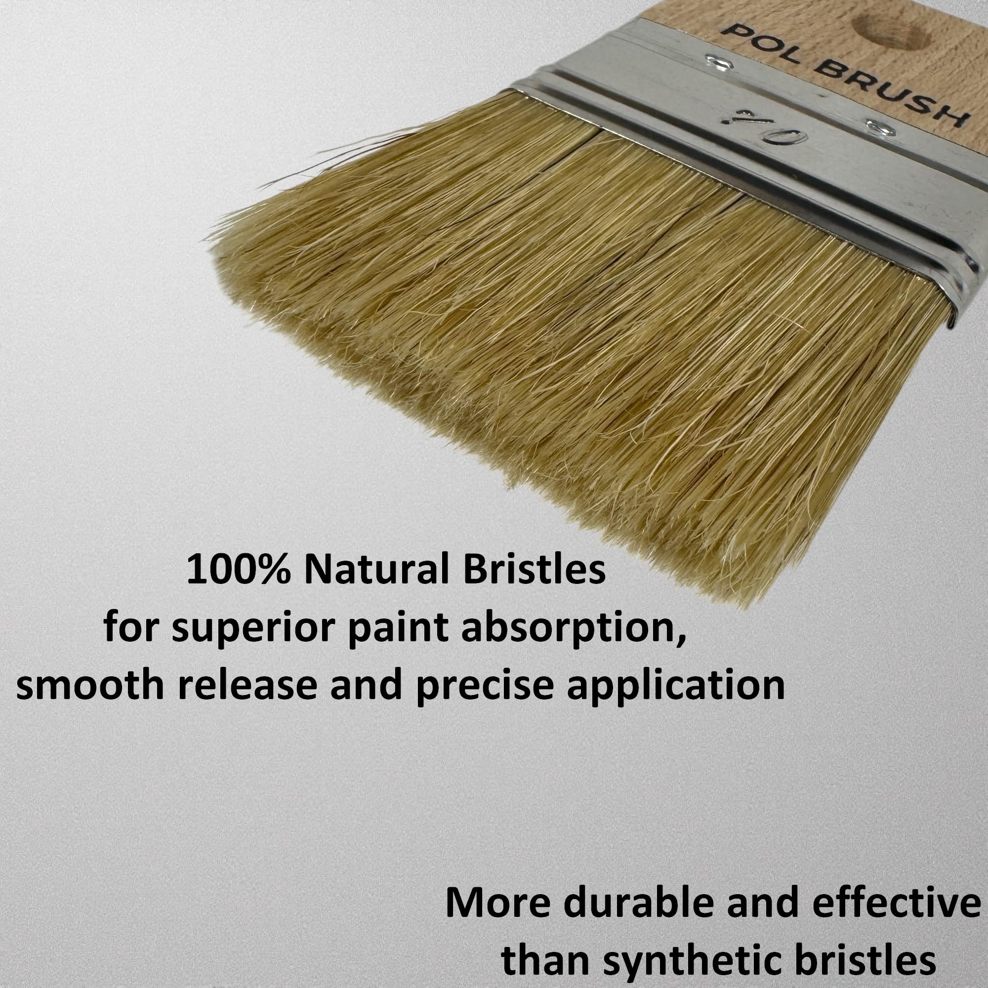Lot de 2 pinceaux plats de 7,6 cm – Professionnel européen – Poils naturels – Pour acrylique, craie, huile, aquarelle, gouache, teinture, vernis, cire, etc. – Pour art, enfants, murs, détails, etc.