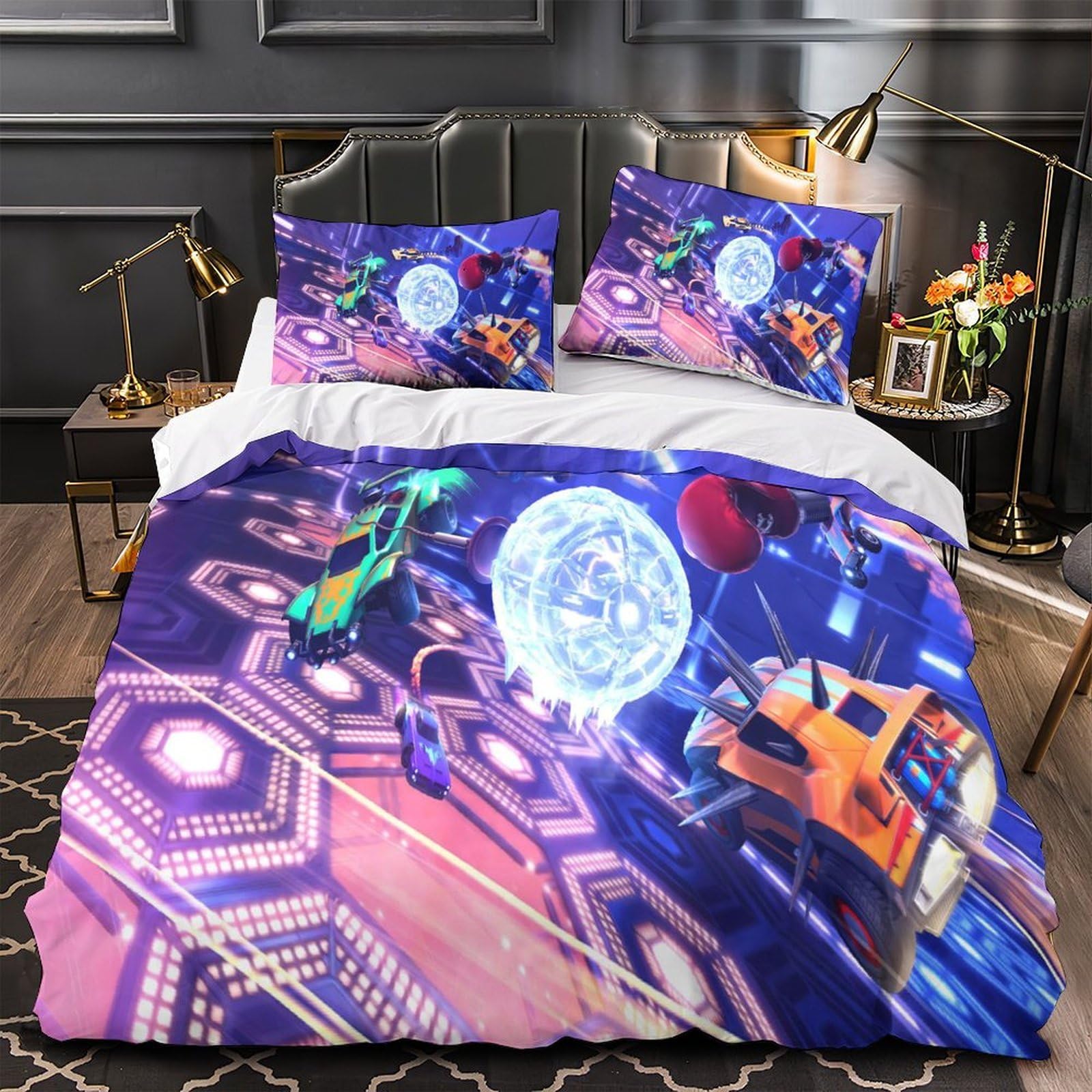 Housse de couette Rocket League 140x200 en microfibre pour chambre de gamer