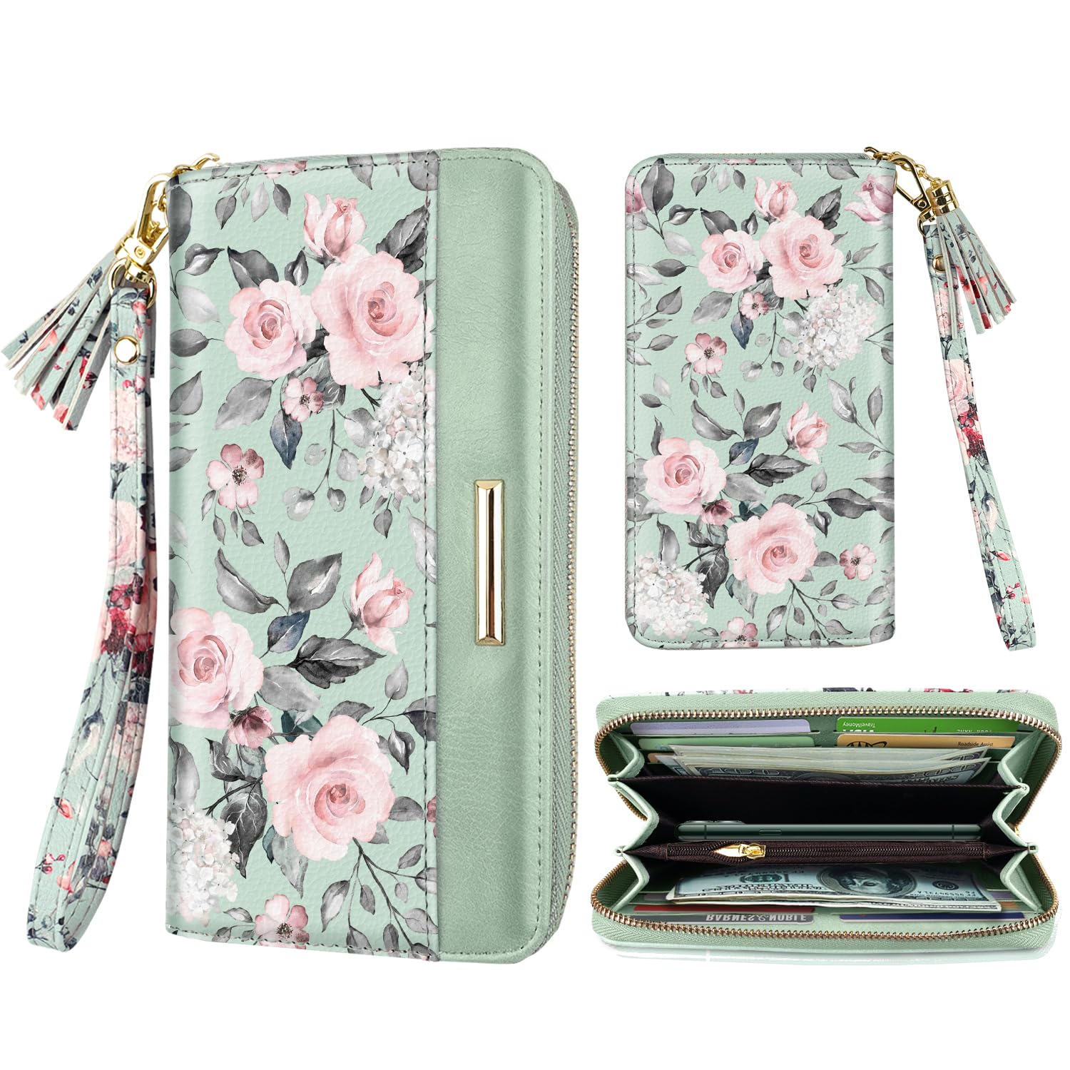 Coco Rossi Wallet for Women RFID Blocking Zipper Around Credit Card Holder