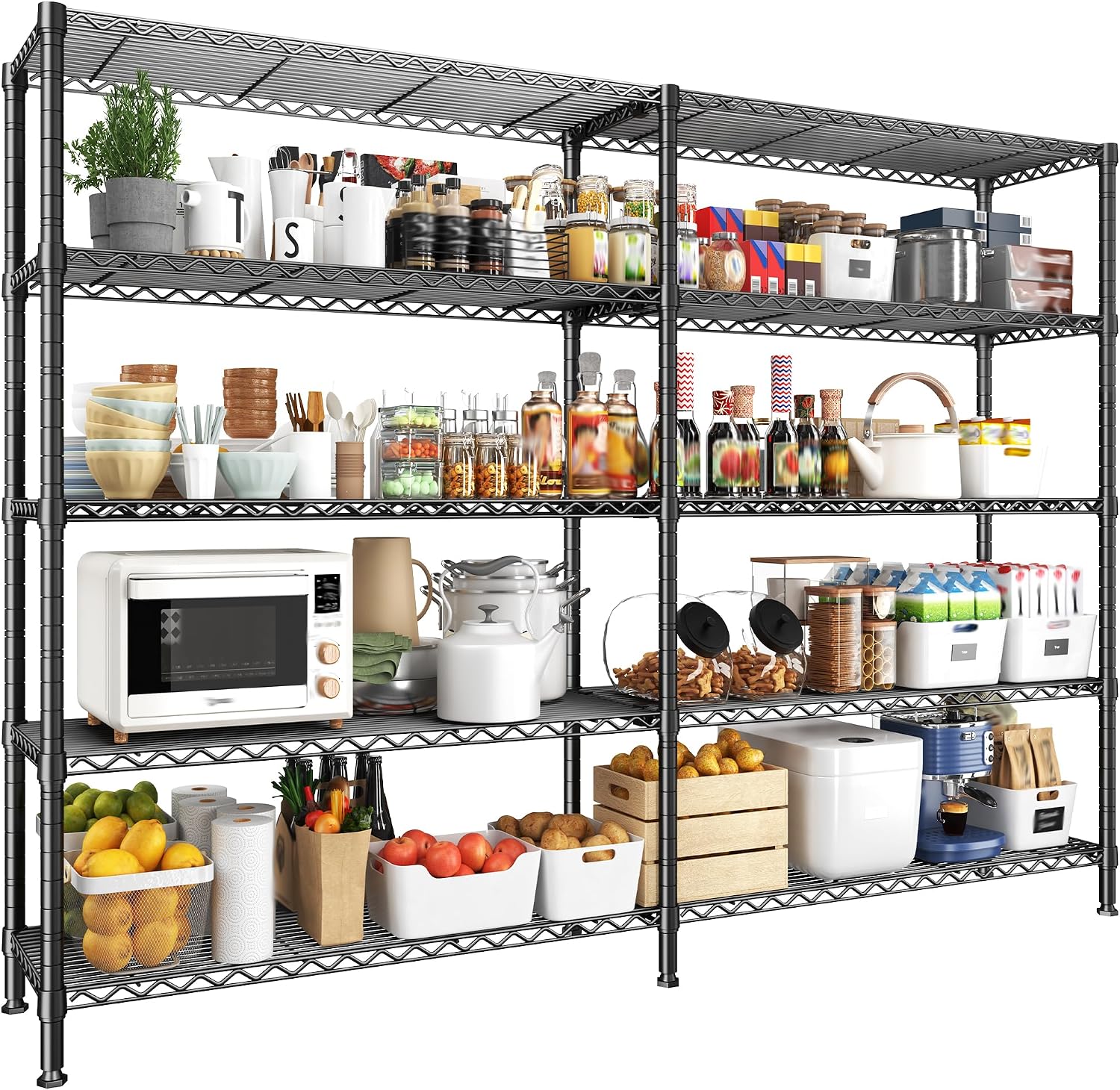 Bepatio 5-Tier Adjustable Metal Storage Shelves Wire Shelving Unit