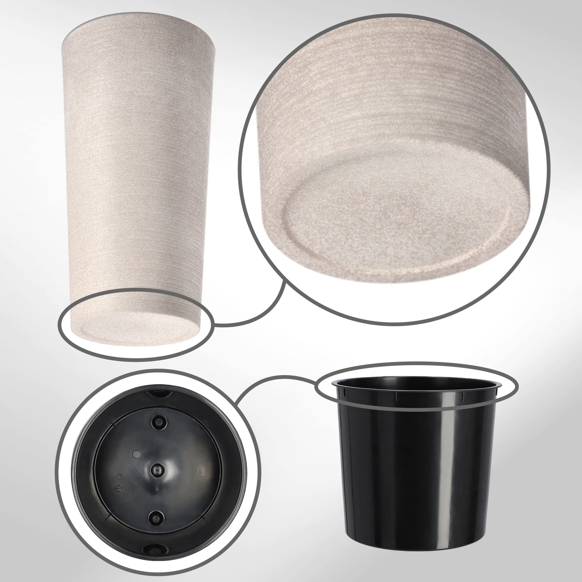 KADAX Pot de fleurs à base de copeaux de bois, élégant pot avec insert amovible, cache-pot pour le bureau, pot pour le jardin, diamètre 30 cm, crème