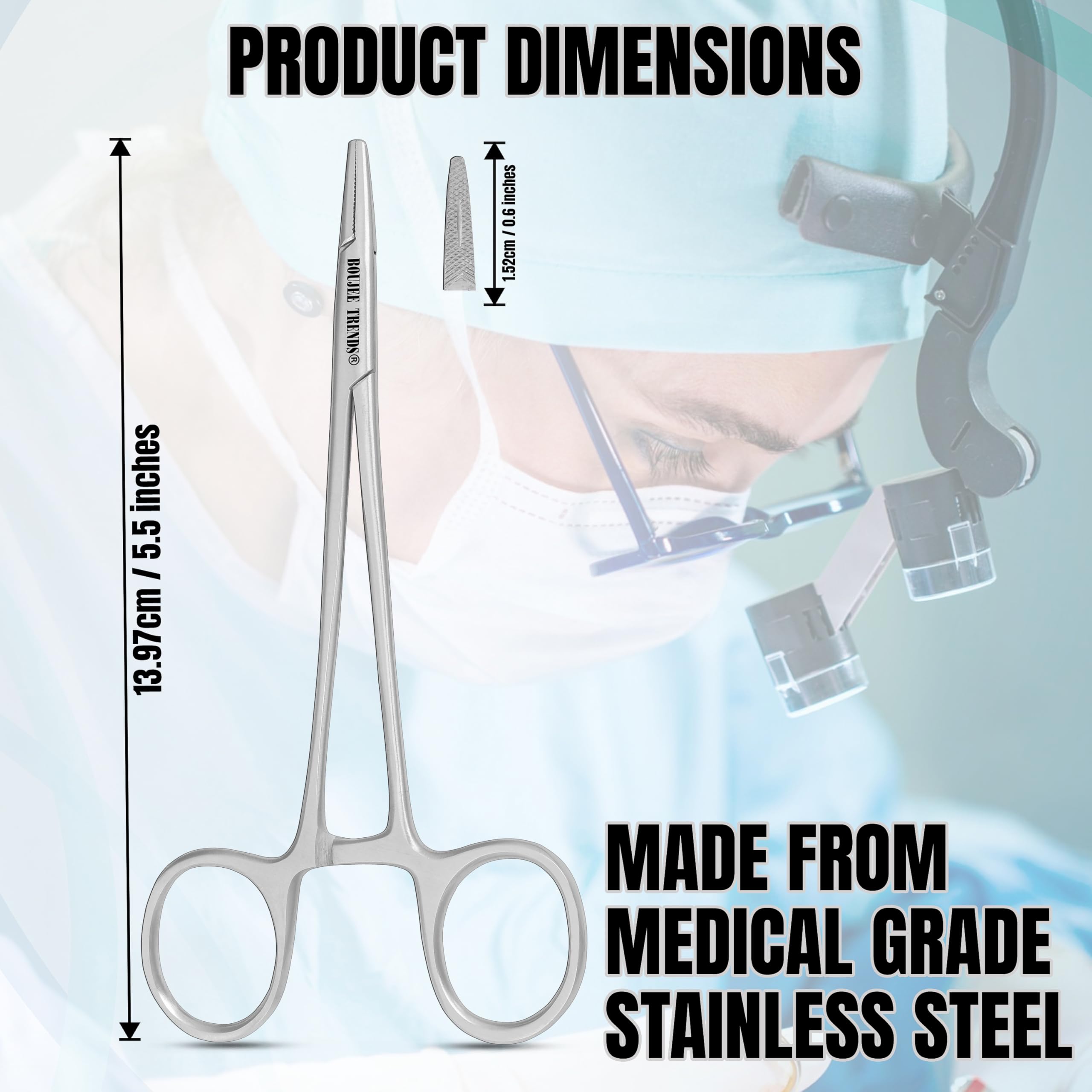 Mayo Hegar Needle Holder Needle Driver with Strong Lock, Serrated Jaws for Precise Suturing and Practicing Autoclavable Multipurpose for Lab and Fishing (5.5") — Amazon image 2