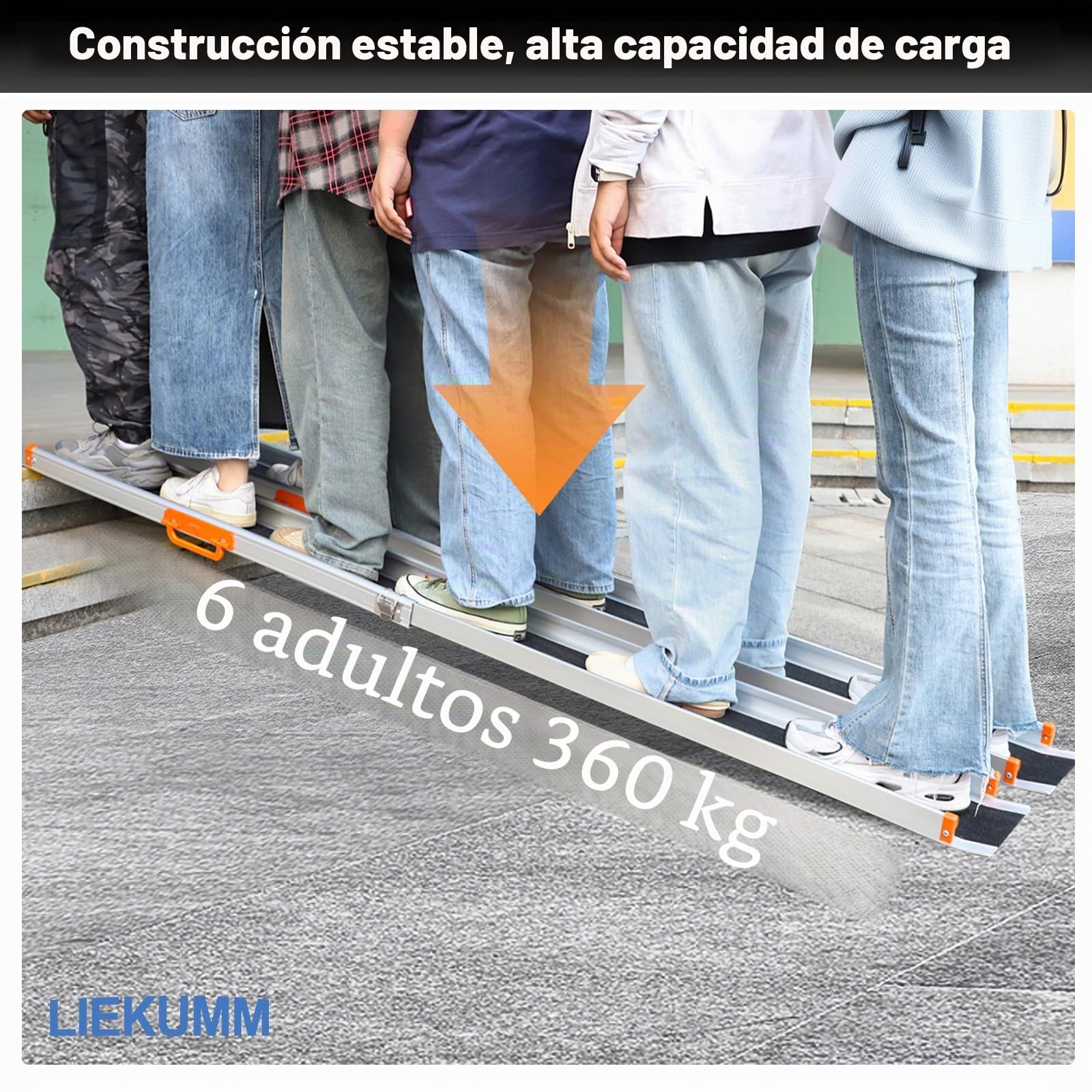 LIEKUMM 2 x 77,5-122,5 cm Rampas Telescópicas para Sillas de Ruedas, Capacidad Carga de 300 kg Rampa Silla de Ruedas Ajustable, Rampa de Acceso para Escaleras, Bordillos, Scooters y Bicicletas