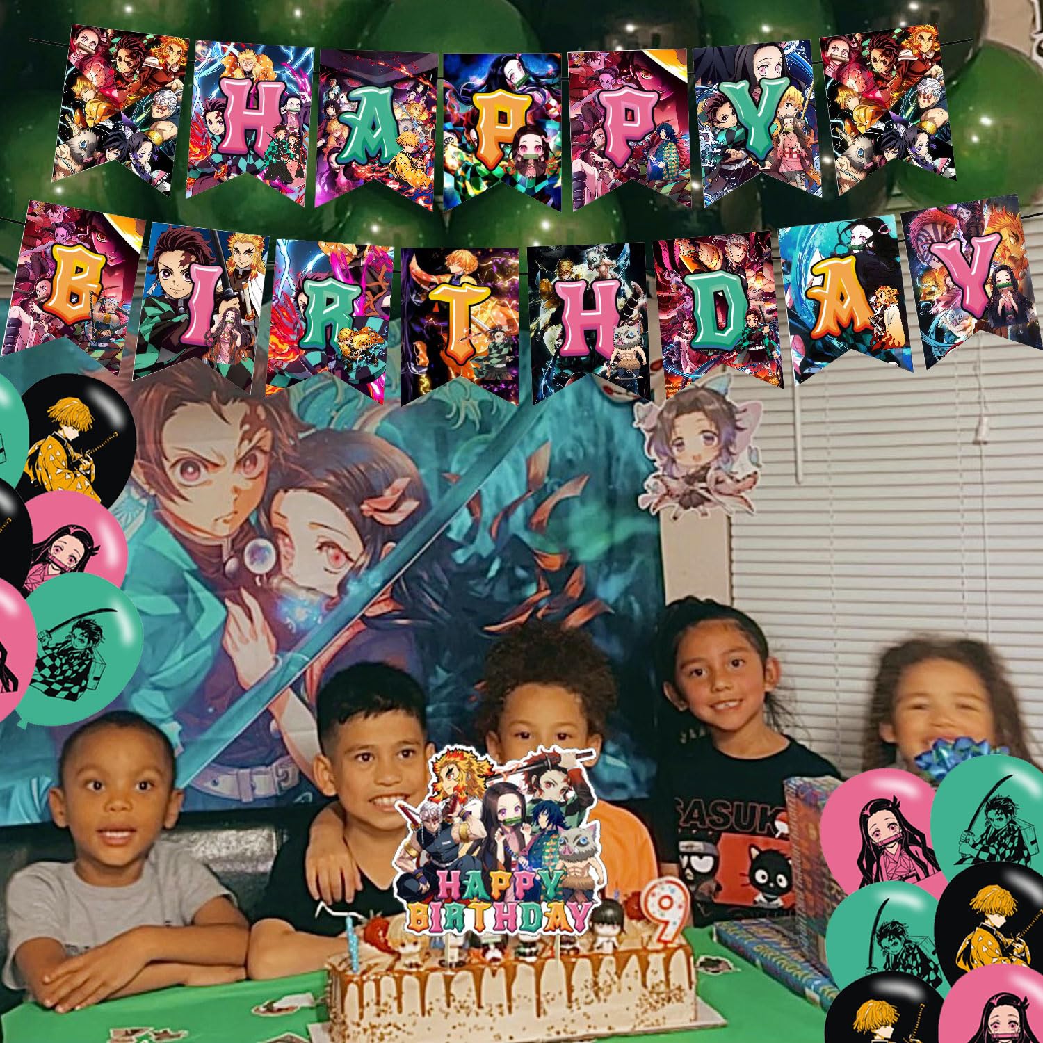 Demon Slayer Nezuko Theme Children's Birthday Party Decoration Balloon Anime Latex Boy Girl