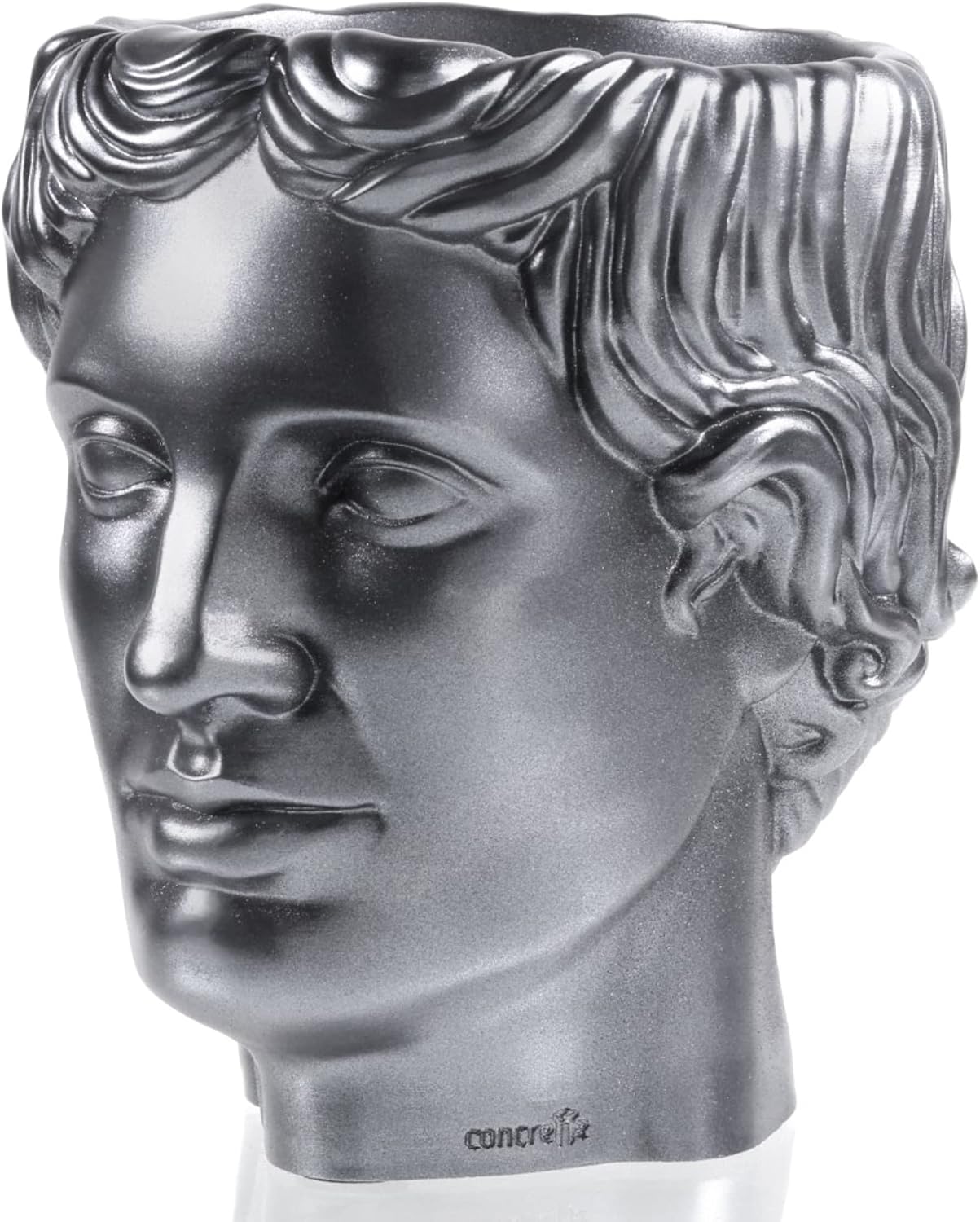 Hermes Head Planter, Unique Novelty Flower Pot, Sculpture, Home or Garden Decor, Indoor/Outdoor (Steel)
