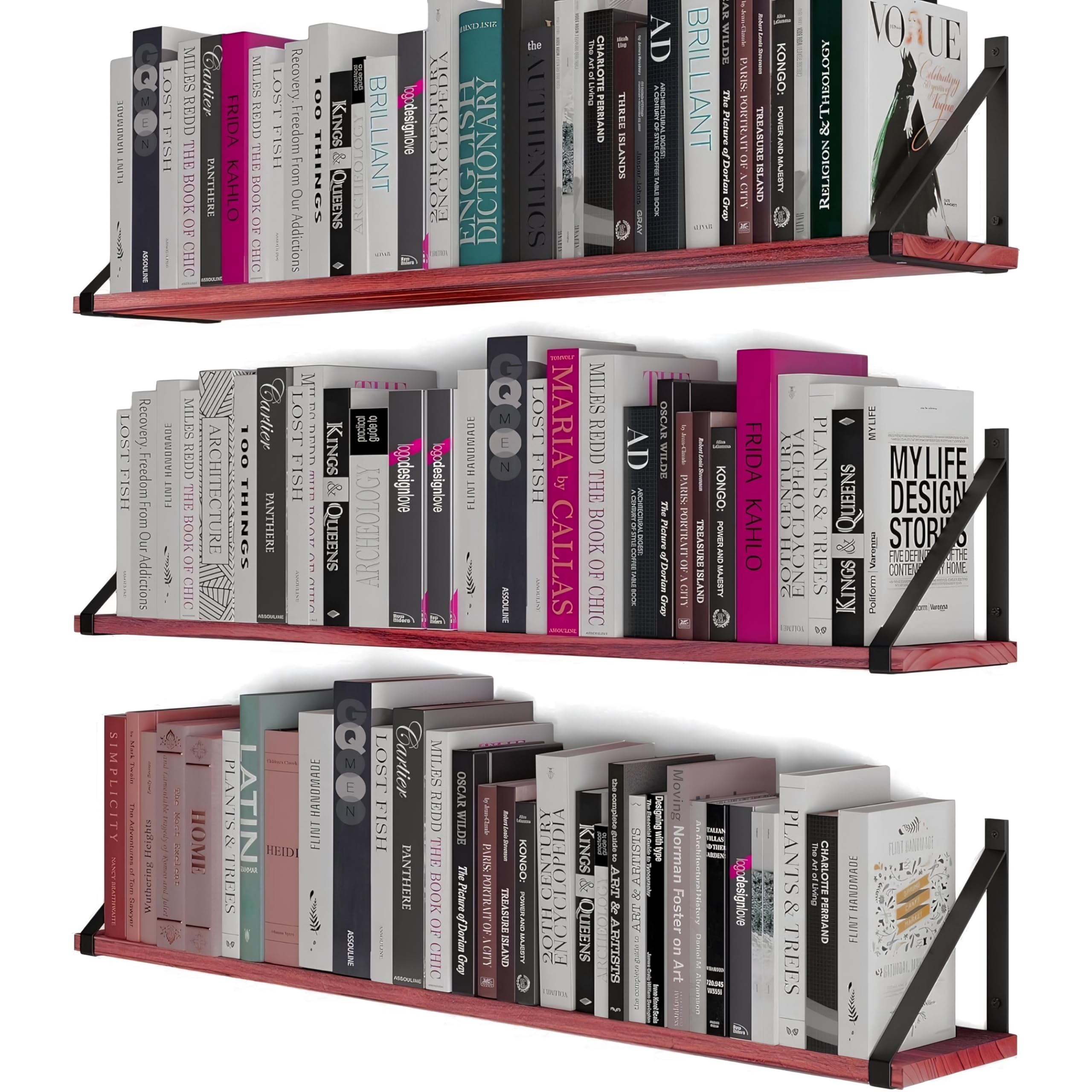Dime Store Engineered Wood Large Wall Decorative Shelves Book Rack- Stylish & Durable Floating Shelves for Home & Office Decor Bookcase Floating Bookshelf (Brown)-image-33