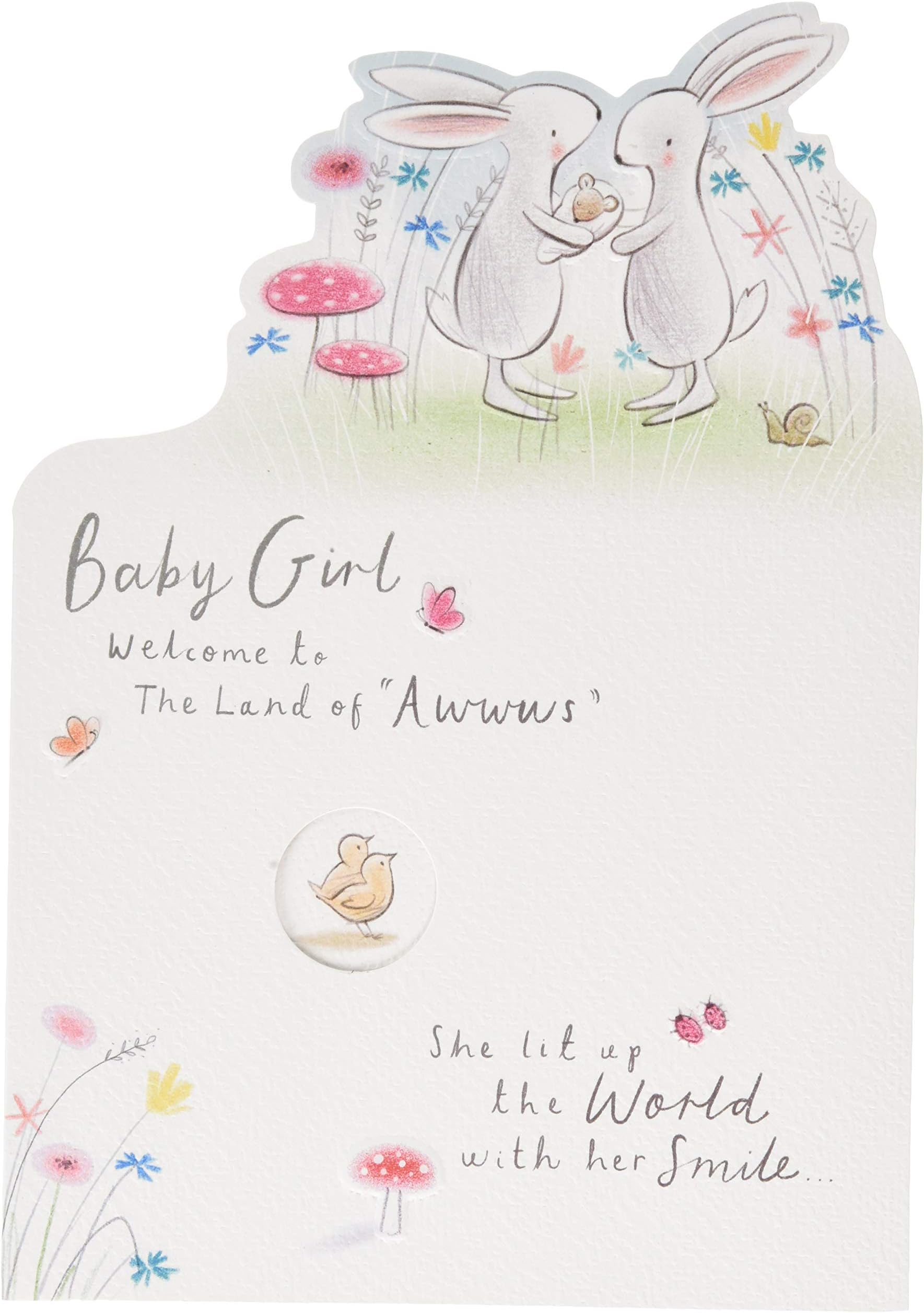 HallmarkBaby Girl Birth Congratulations Card - Cute Die-cut Bunnies DesignThe Forest Stewardship Council