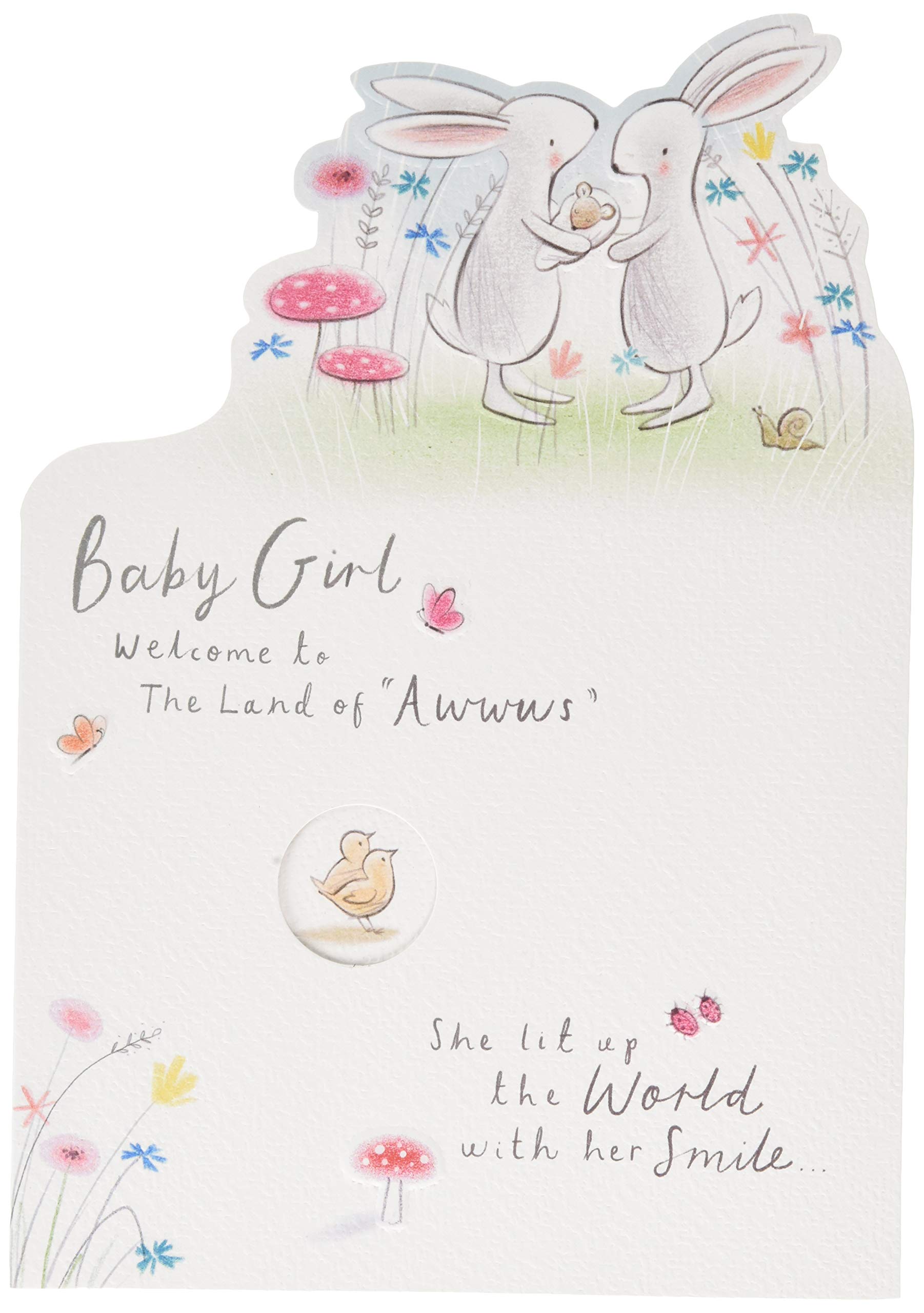 HallmarkBaby Girl Birth Congratulations Card - Cute Die-cut Bunnies DesignThe Forest Stewardship Council