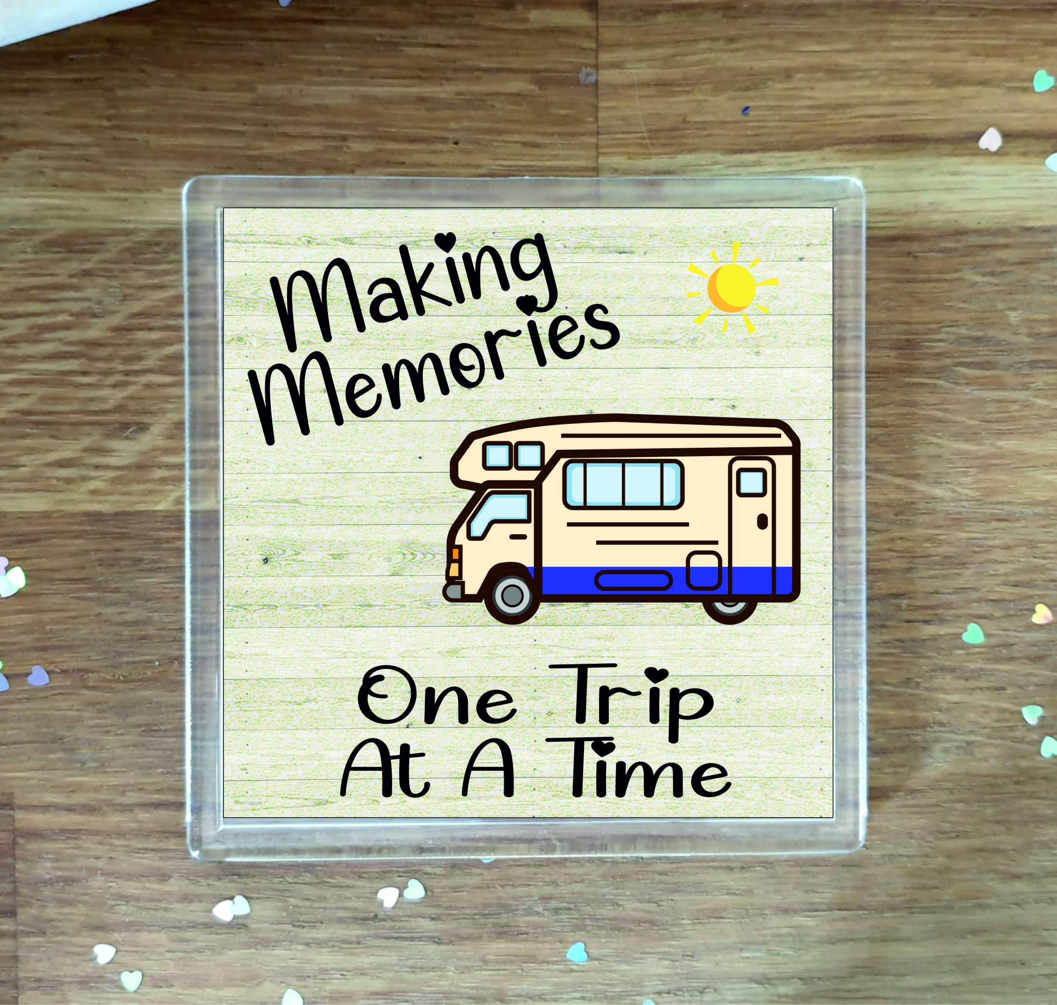Decalarama Motorhome Coaster - Making Memories One Trip At A Time - Motorhome Birthday Novelty Gift Present