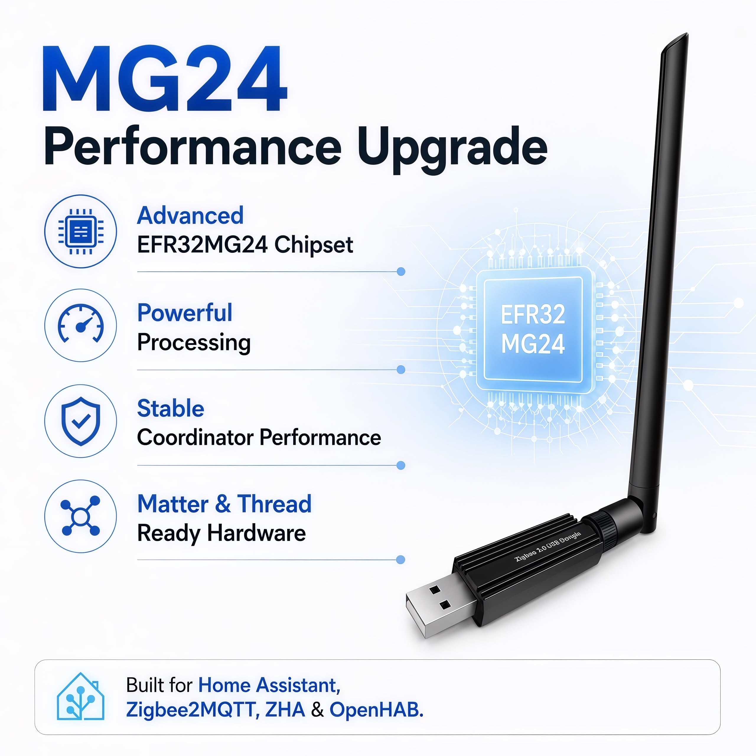 Zigbee 3.0 USB Dongle EFR32MG24 – Zigbee Coordinatore per Home Assistant, Zigbee2MQTT & OpenHAB