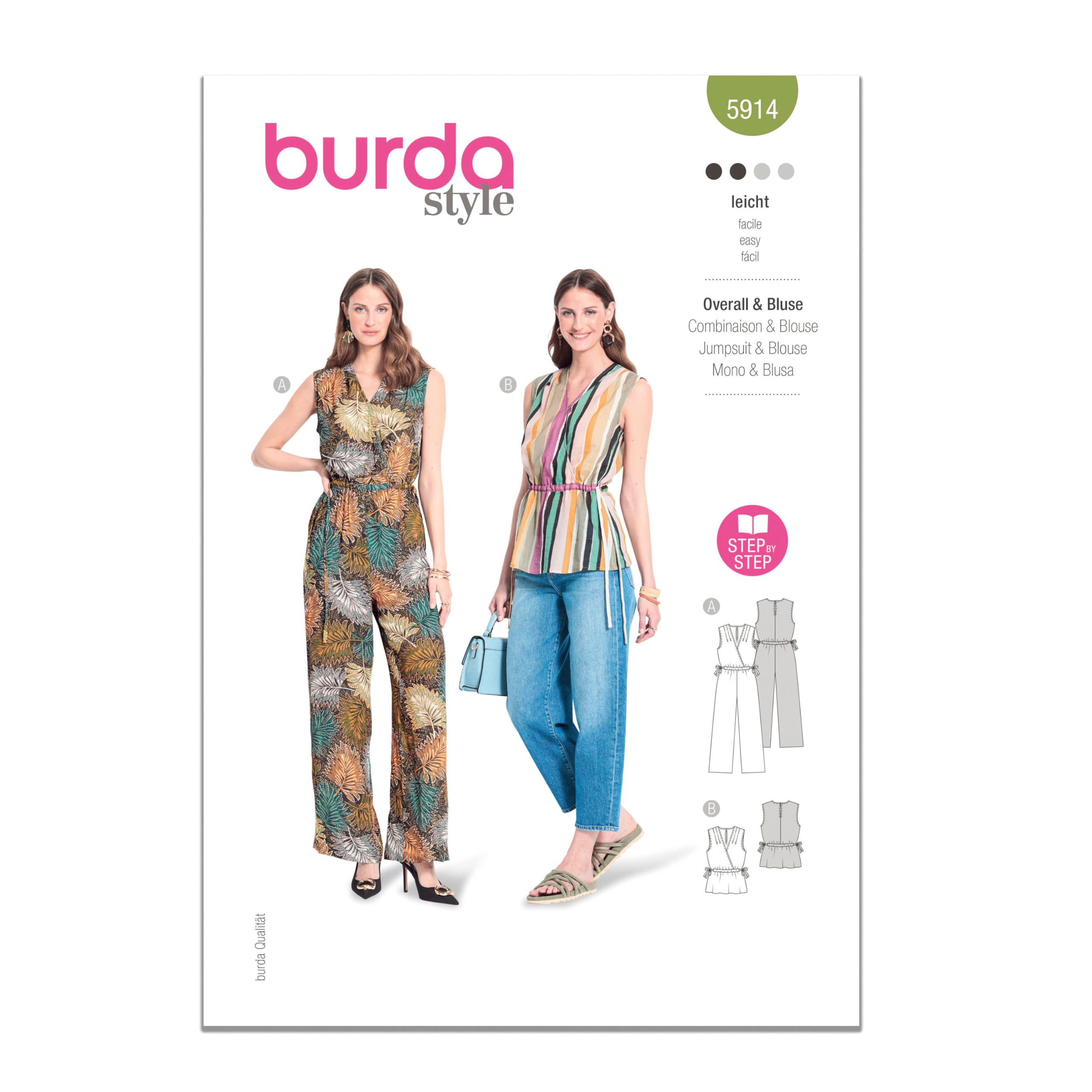 Burda Paper Sewing Pattern 5914 Jumpsuits, Tops 8-18 (34-44)