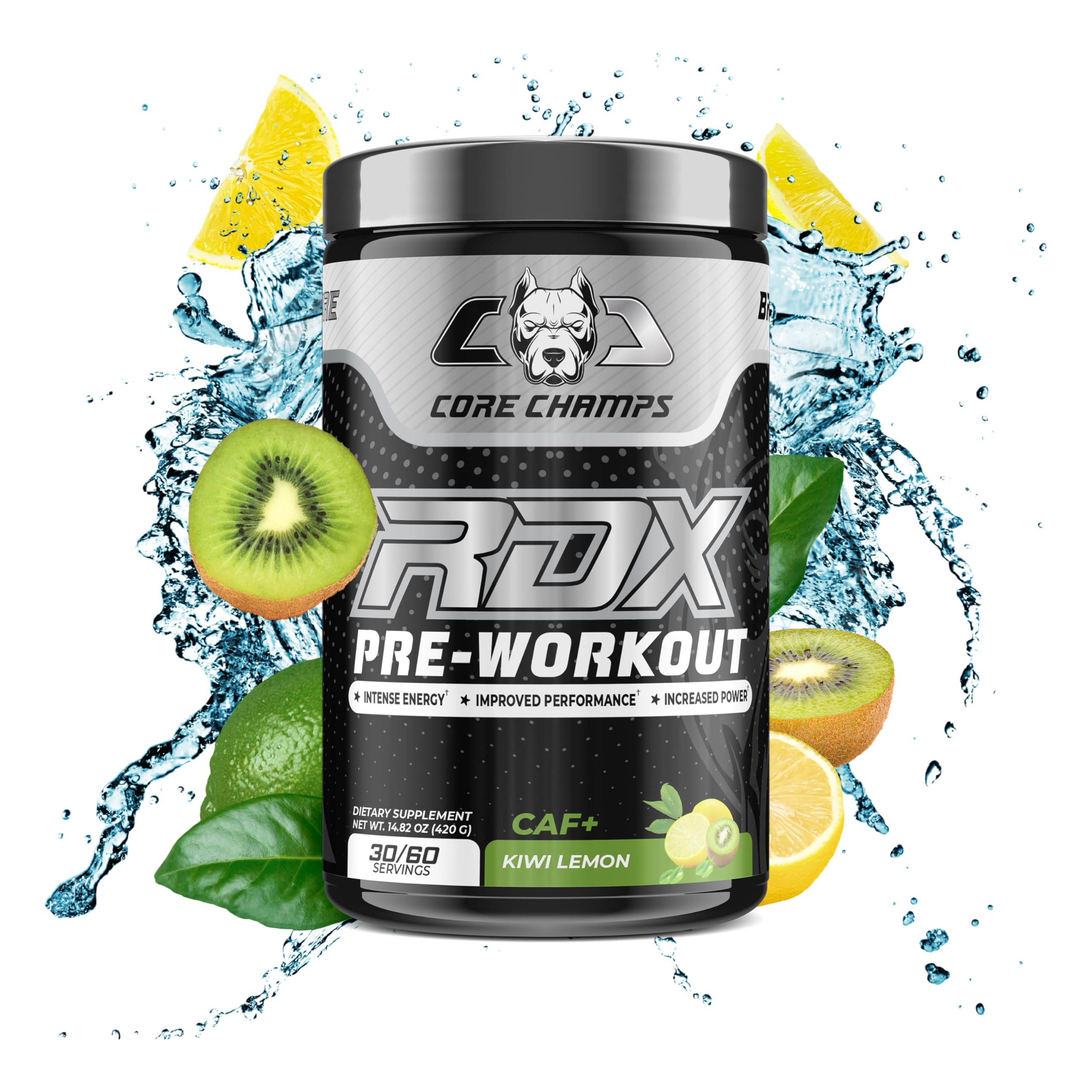RDX Pre-Workout - 30/60 Ser|Enhanced Performance, Increased Power|21g Beta-Alanine,21g L-Citrulline, 7g L-Arginine,7g Creatine,3.6g L-Taurine,2.9g Caffeine|Energy, Pumps,Focus (Kiwi Lemon)