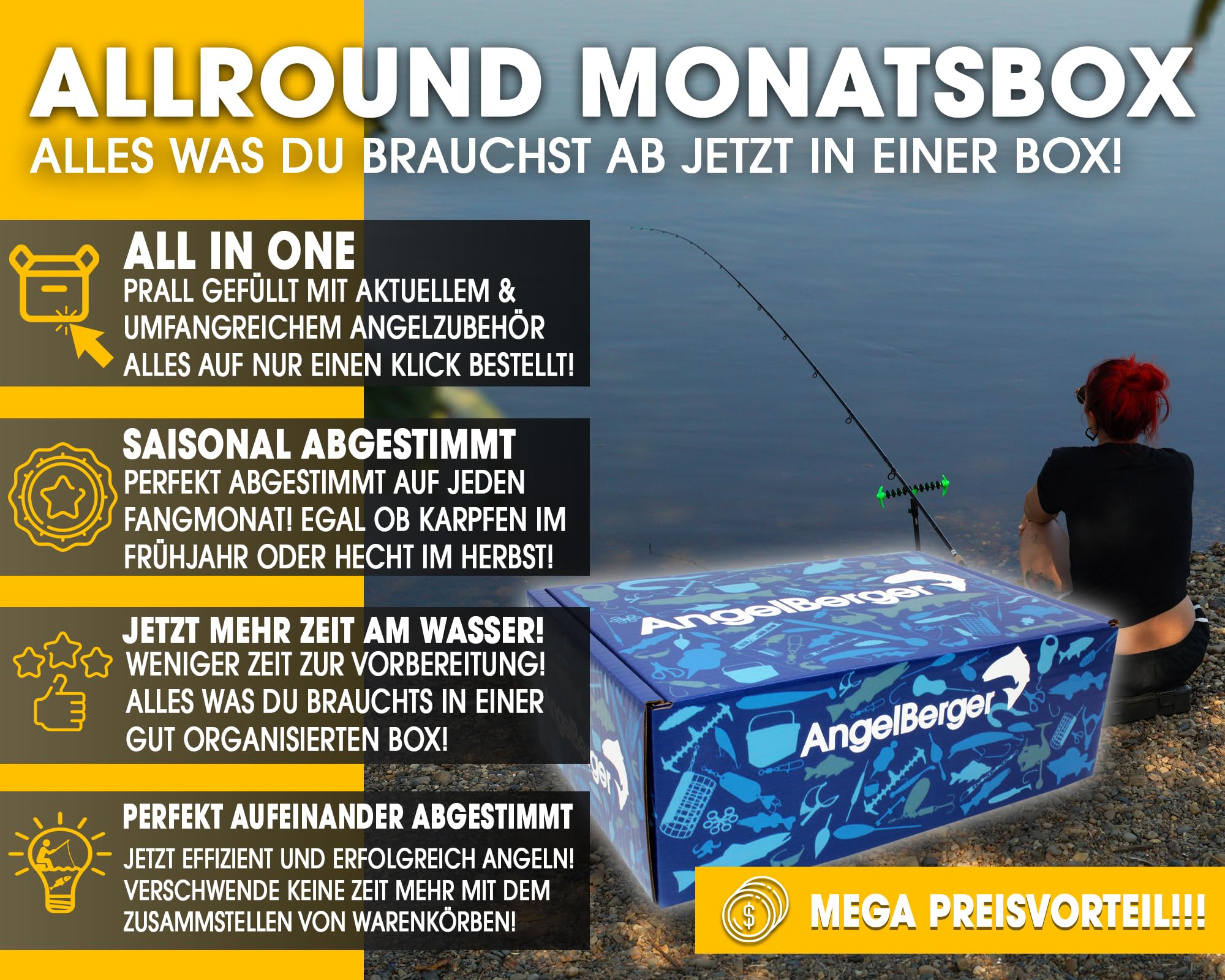 Angel Berger Pro Monatsbox Angelbox gefüllt mit Angelzubehör Promo Box Fishing Tackle Geschenk Angeln Angelgeschenk (Juli)