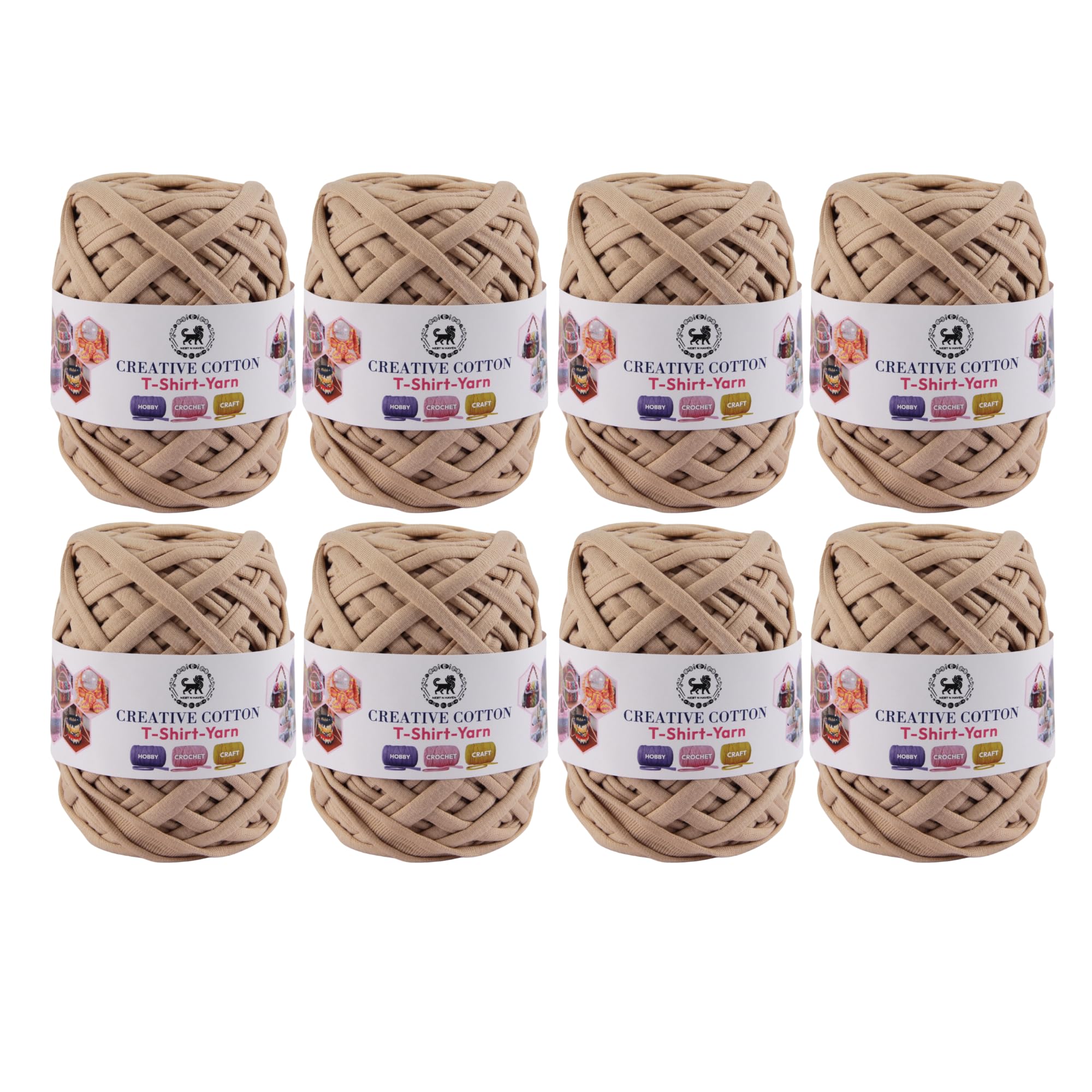NESTNHAVEN Creative Cotton T-Shirt Yarn Carpet, Knitting Yarn for Hand Knitting DIY Bags, Baskets, Blanket, Cushion Crocheting Projects 200 GMS (Beige) | (800 Gm)