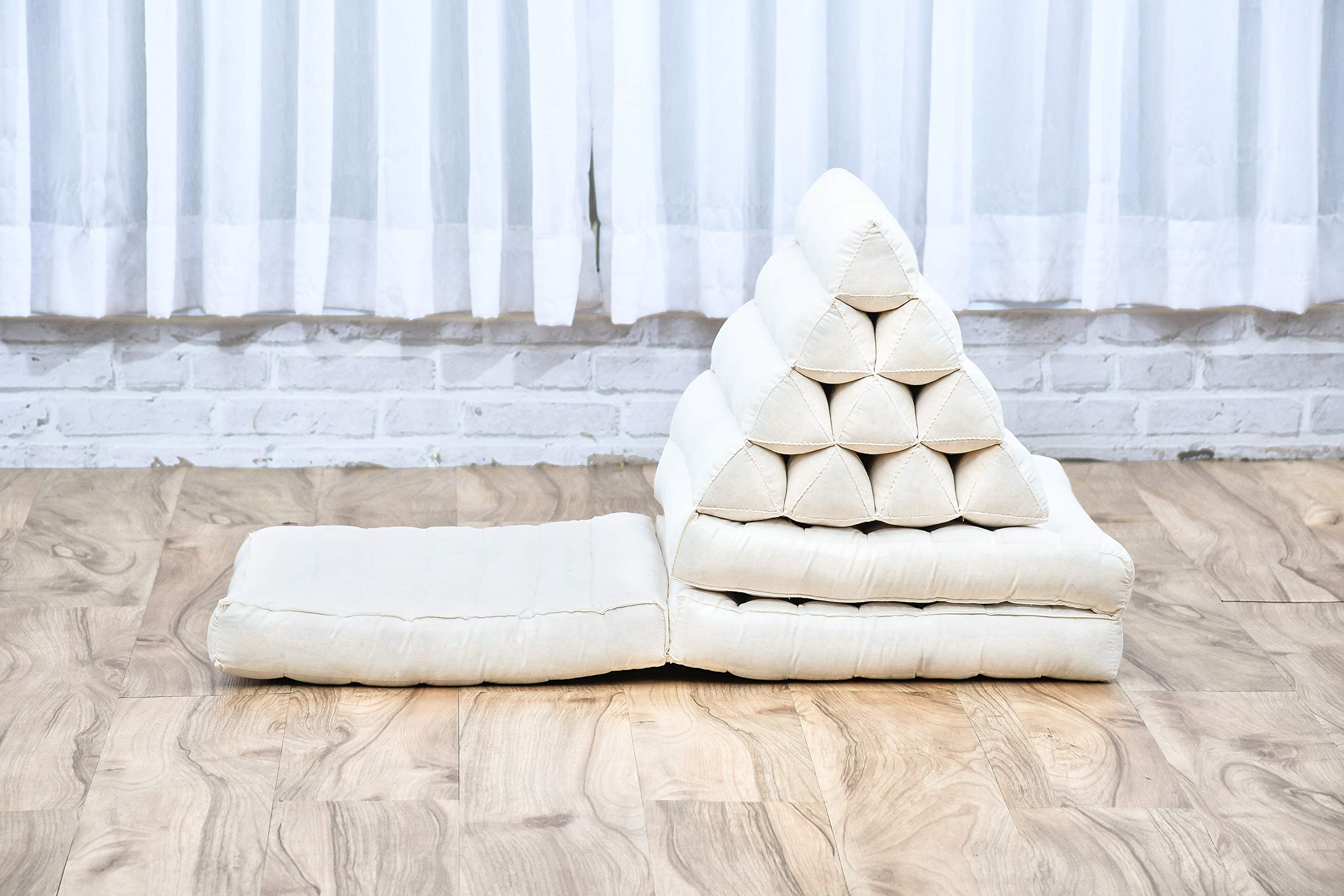 LEEWADEE Coussin Sol Thaï 170 x 53 cm - Kapok Siège Sol Pliable Dossier Lounge