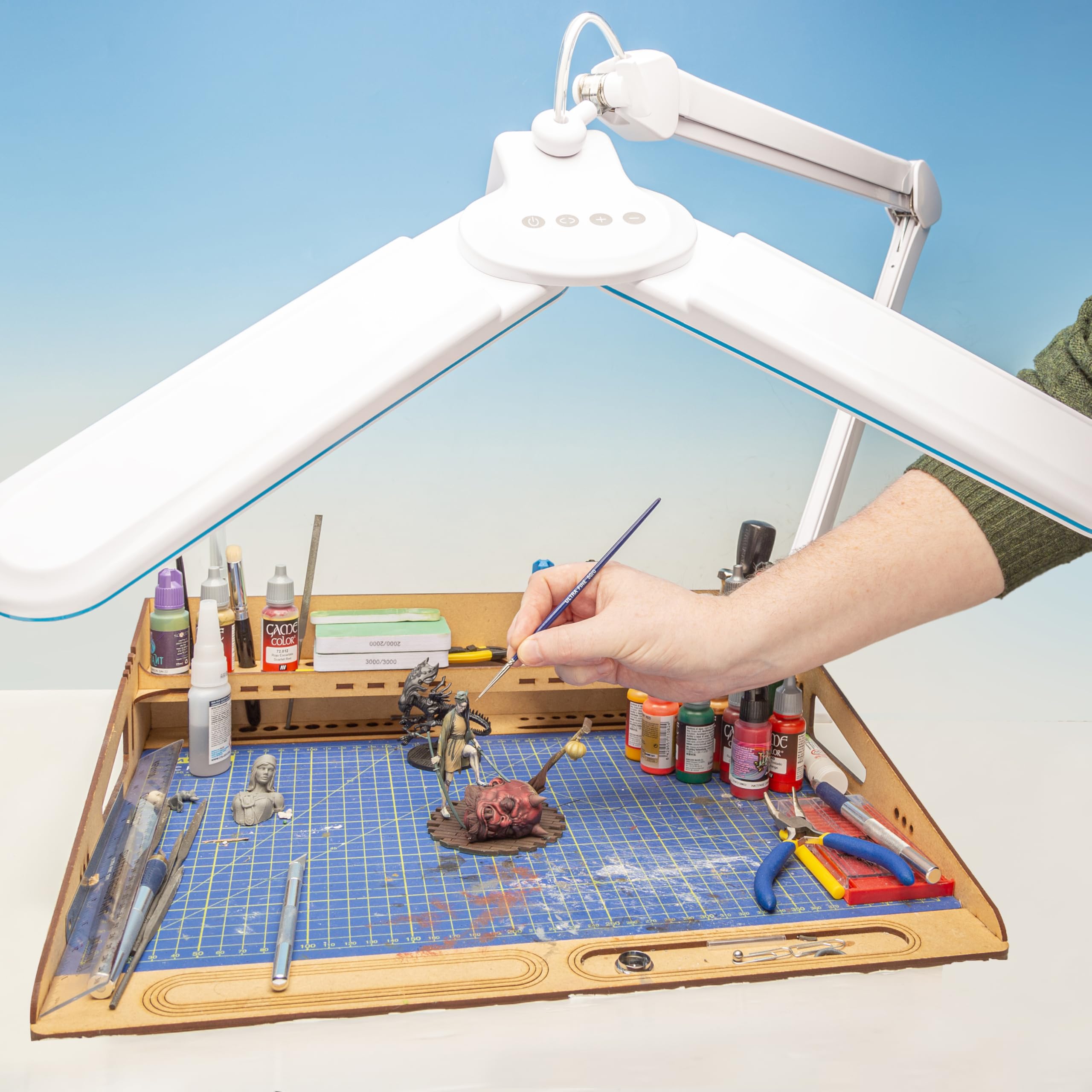 Lightcraft Hobby - Lampada da lavoro con doppia testa - 140 LED SMD con dimmer doppio 3000-6500K - per ufficio, casa, modellismo, arte, artigianato ed elettronica
