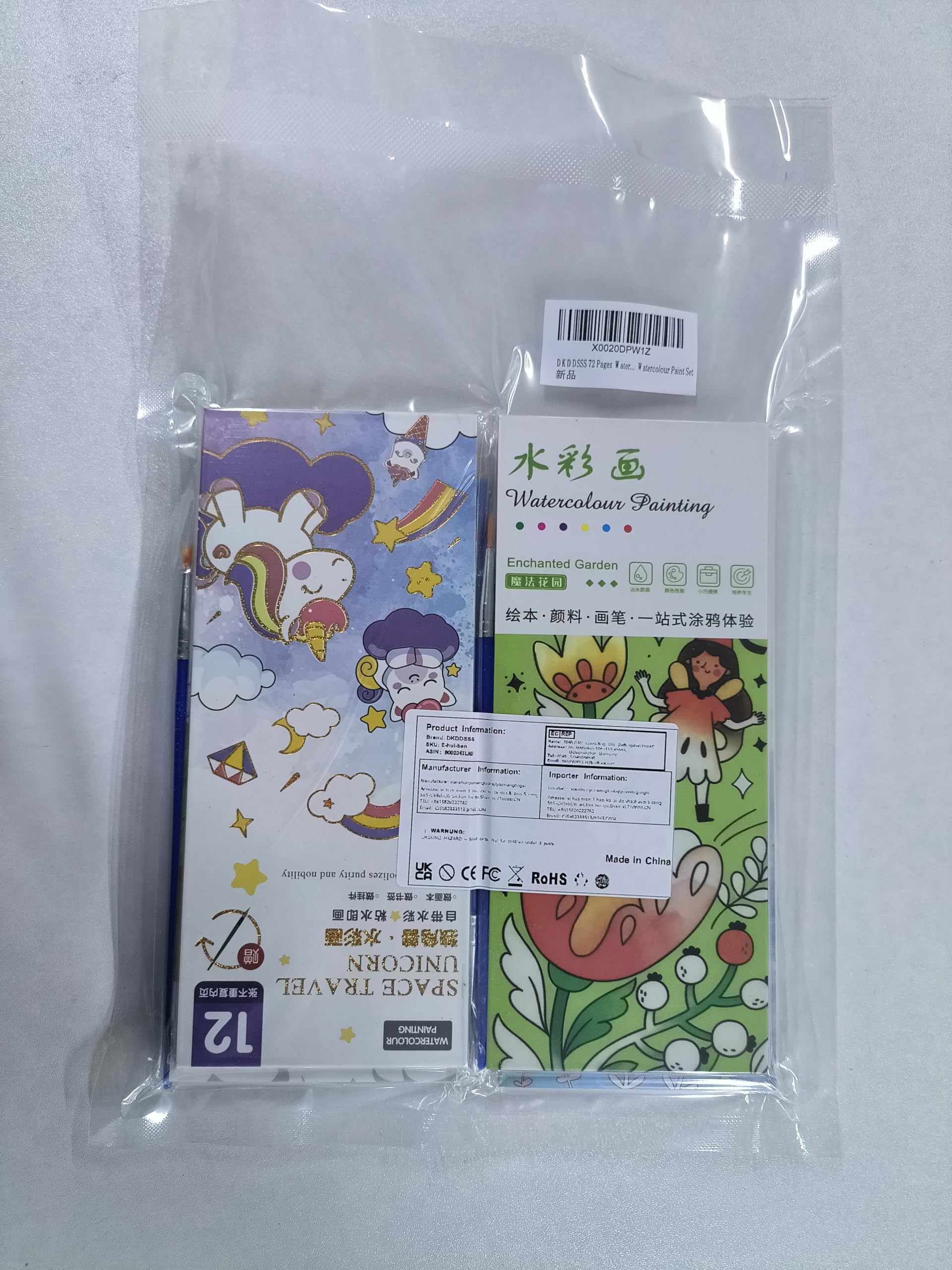 Livre Peinture Aquarelle avec Pinceau Réservoir D'eau, Livre Coloriage Enfant A5 72 Pages
