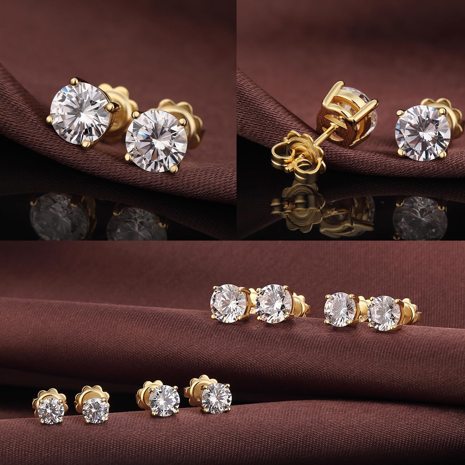 jiamiaoi 18 Karat Weißgold plattiert Glänzend Ohrringe Silber 925 Stecker, 4mm-8mm 4A+ Zirkonia Ohrstecker Herz Ohrringe Fur Damen Herren