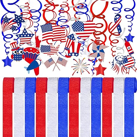 Assorted Patriotic Streamers for American Holidays