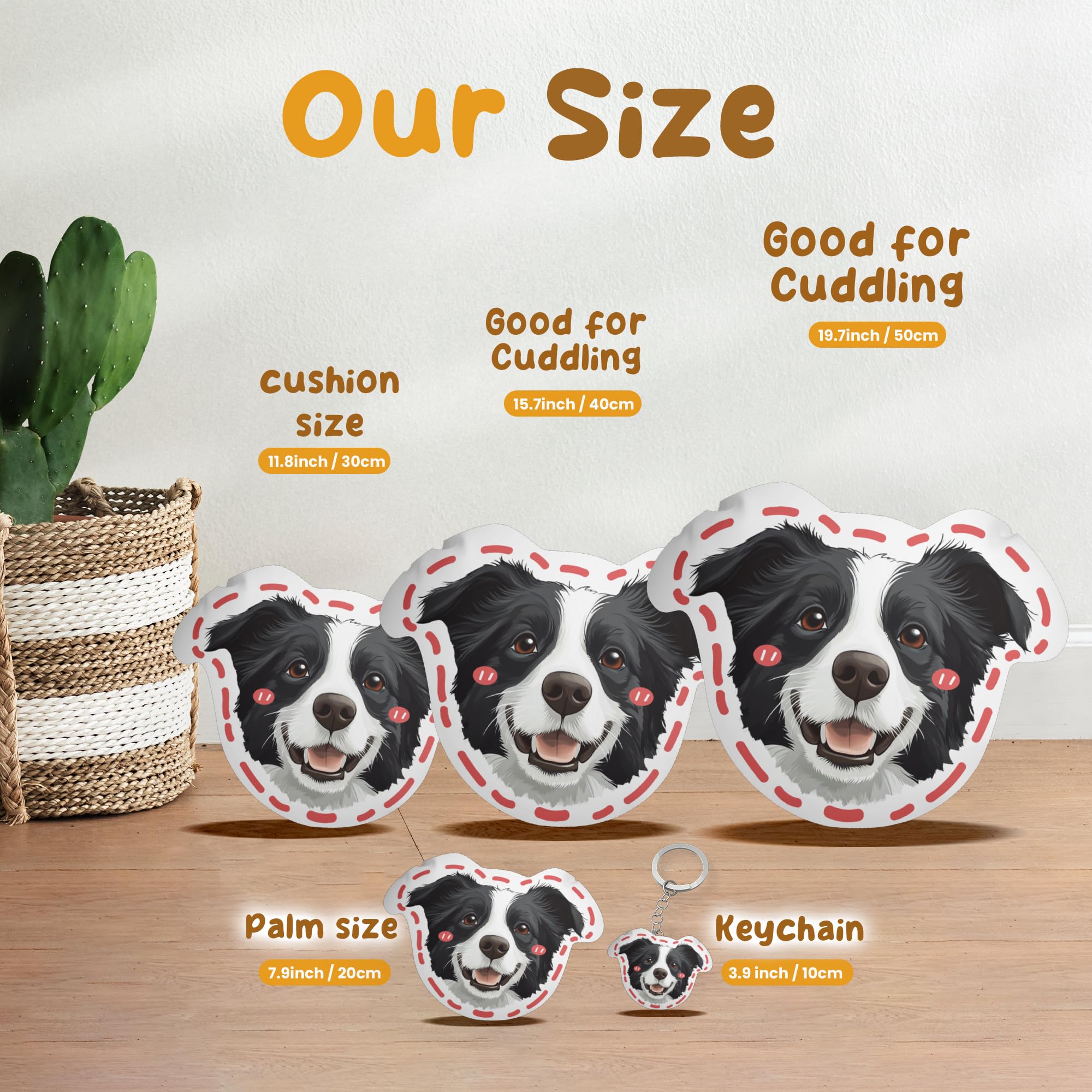 TESFANS Custom Pet Portrait Pillows with Photos, Personalized Hand-Drawn 3D Dog Pillow, Custom Cat Face Pillow with Cute Design, Birthday Gift for Him or Her