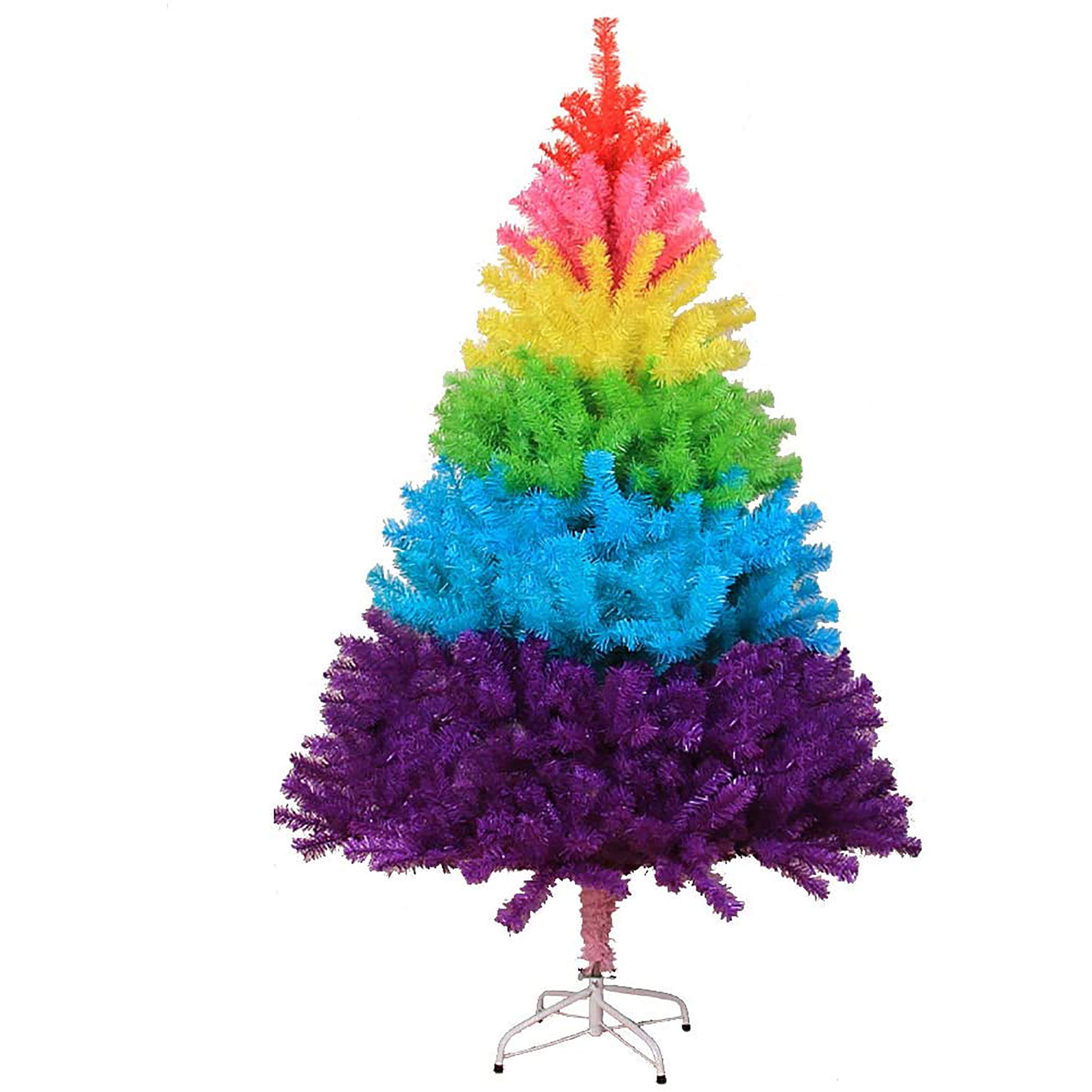 5FT Rainbow Artificial Christmas Trees,600 Branchs PVC Pine Tree Xmas Tree Plastic Stand Seasonal Decoration For Kids Xmas Gifts-Rainbow 150cm/5ft The New