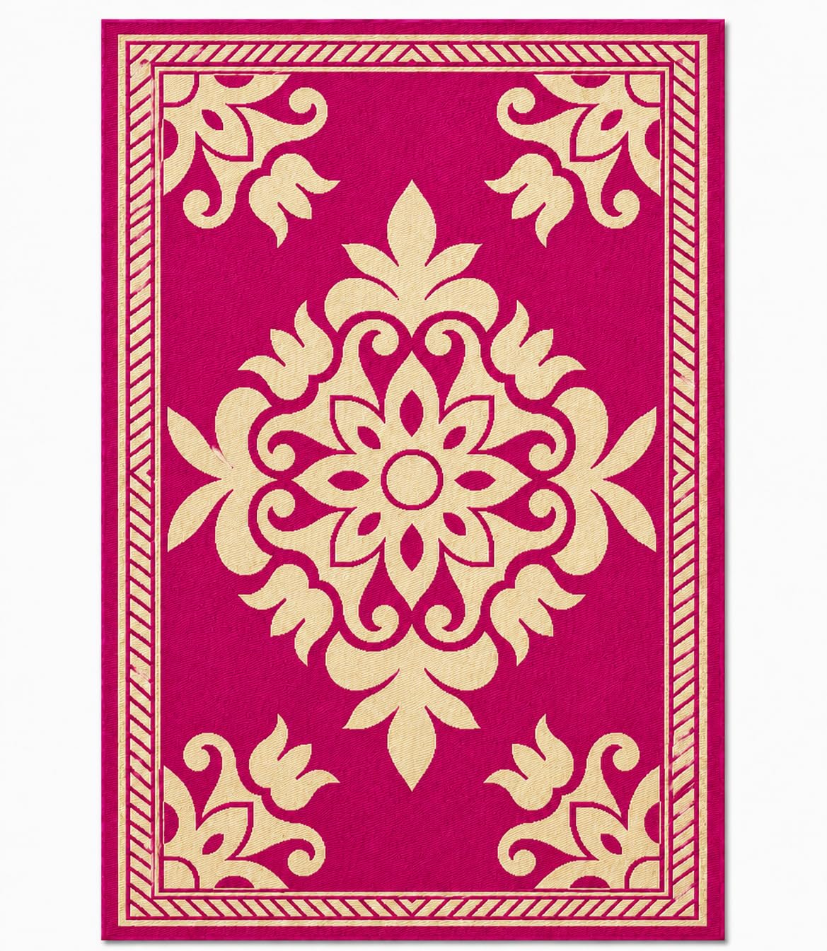 Plastic Virgin Mats for Sleeping On Floor Sitting Reversible Chatai Square Shape Mats for Home Living Room, Bedroom Floor, 4x6 Feet, Pooja mat, Outdoor mat, Picnic mat (Pink & Ivory)-picture-10