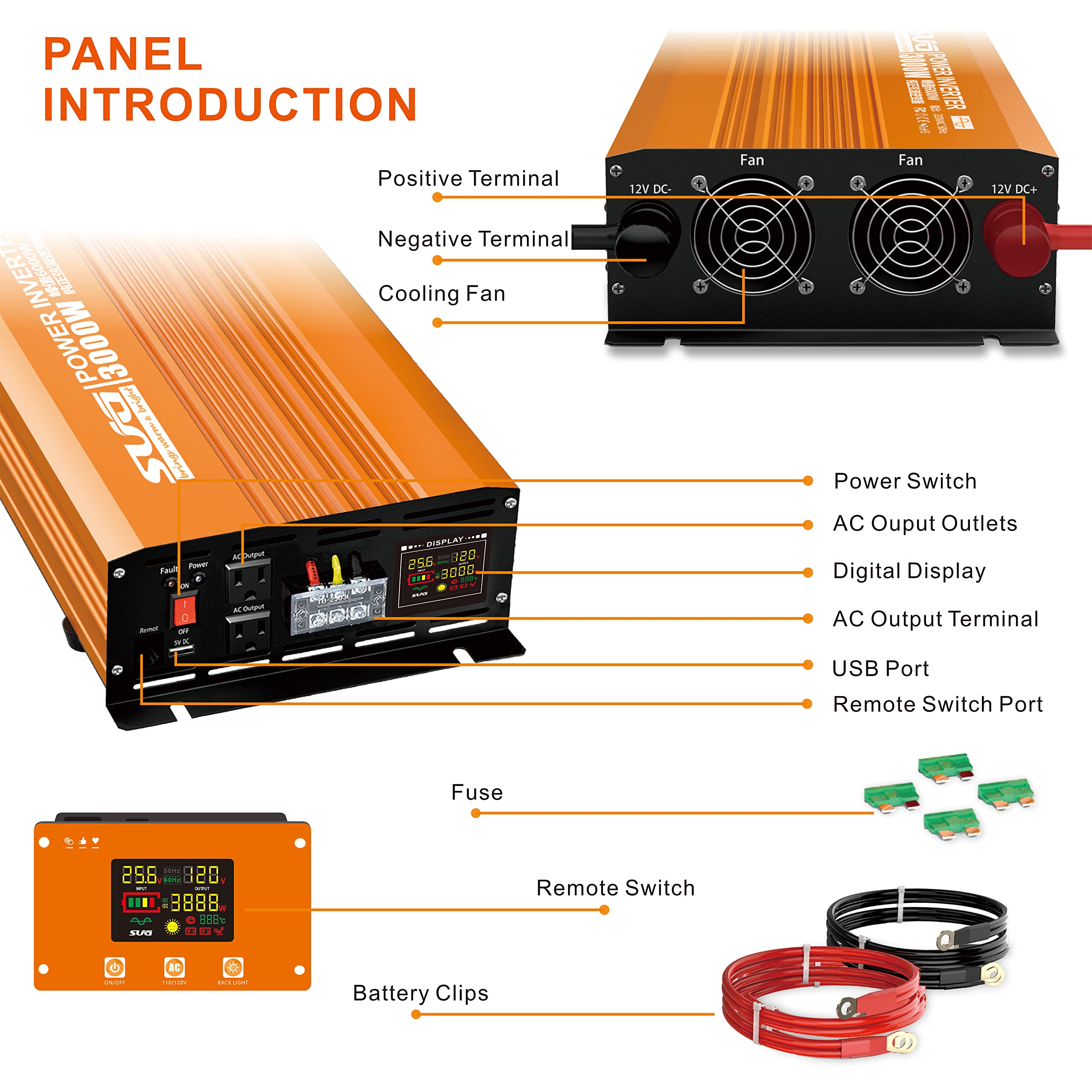 OUBOTEK Inversor De Onda Sinusoidal Pura De 3000 W
