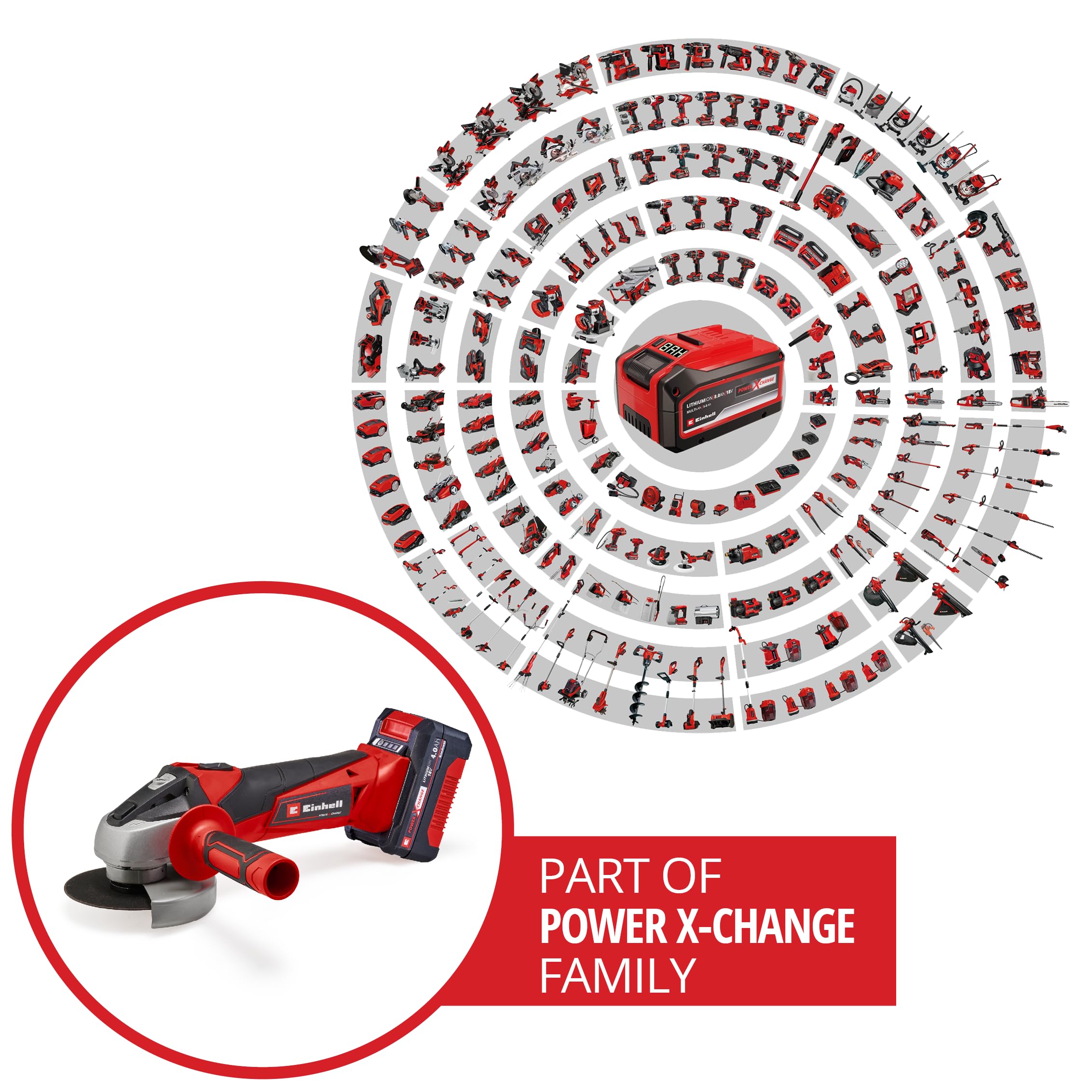 Einhell Akumulatorowa szlifierka kątowa TC-AG 18/115 Li (1 x 4,0 Ah) (18 V, średnica tarczy 115 mm, głębokość cięcia 28 mm, Softstart, dodatkowy uchwyt, w zestawie 1 x akumulator 4,0 Ah i ładowarka)