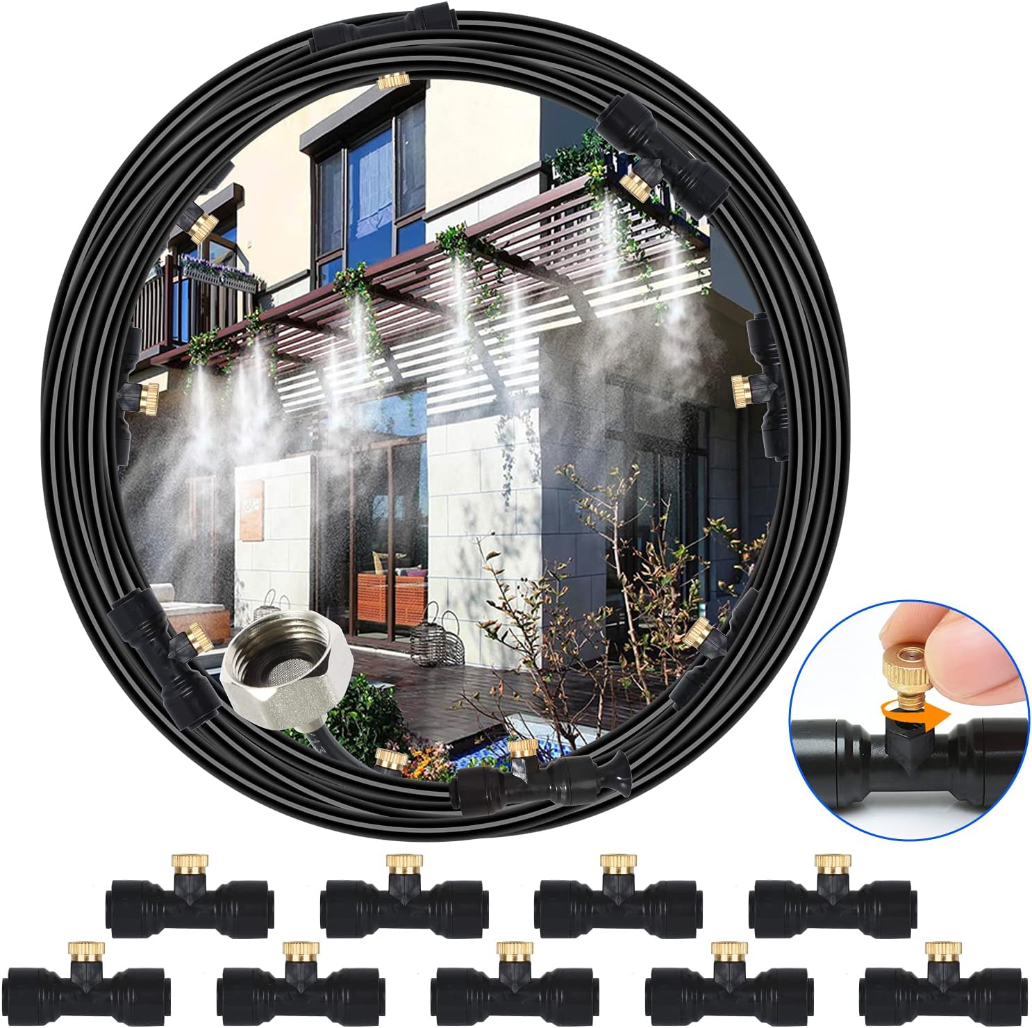 Moistenland Outdoor Patio Cooling Mist System, 26ft(8M), 1/4inch