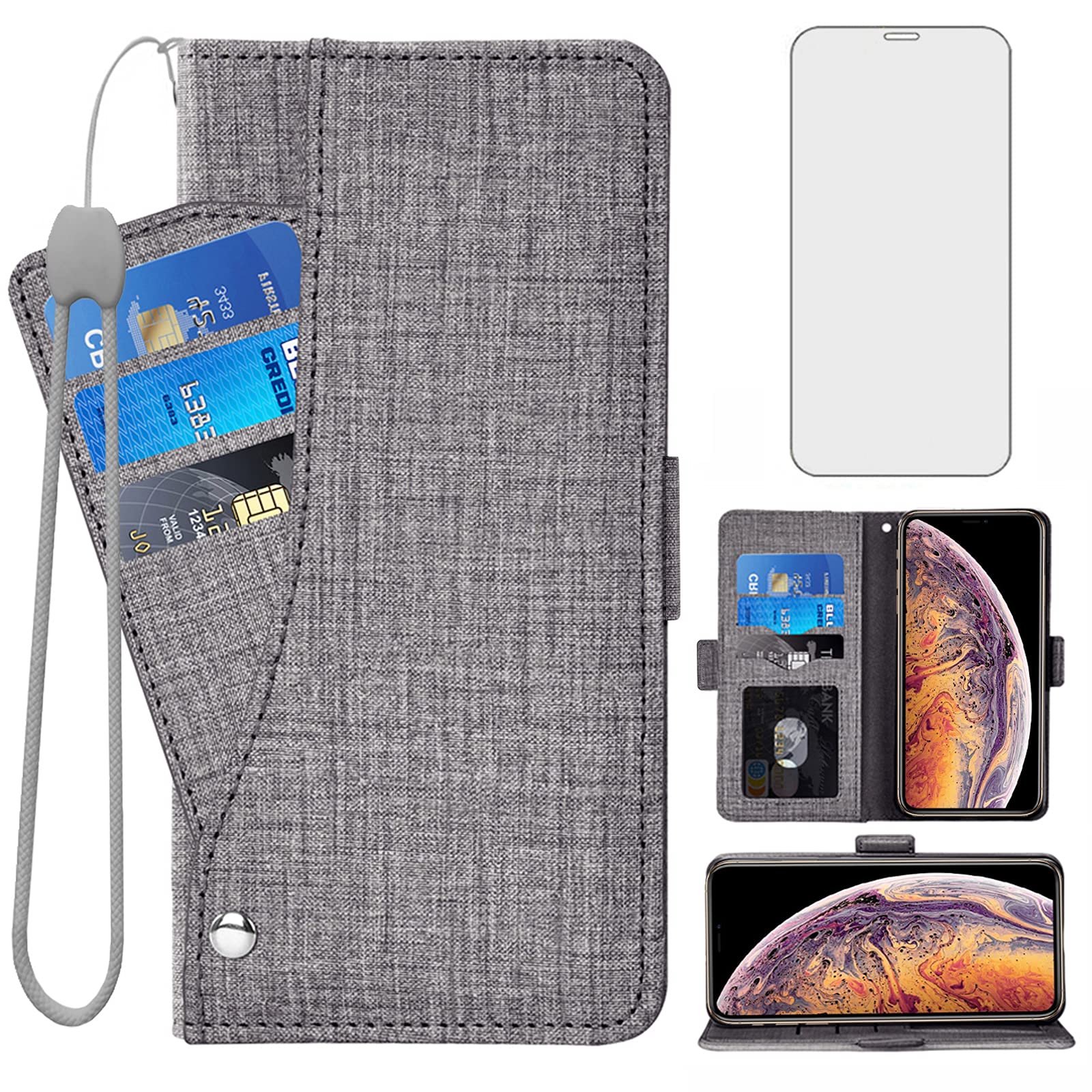 Asuwish - Custodia a portafoglio compatibile con iPhone XR