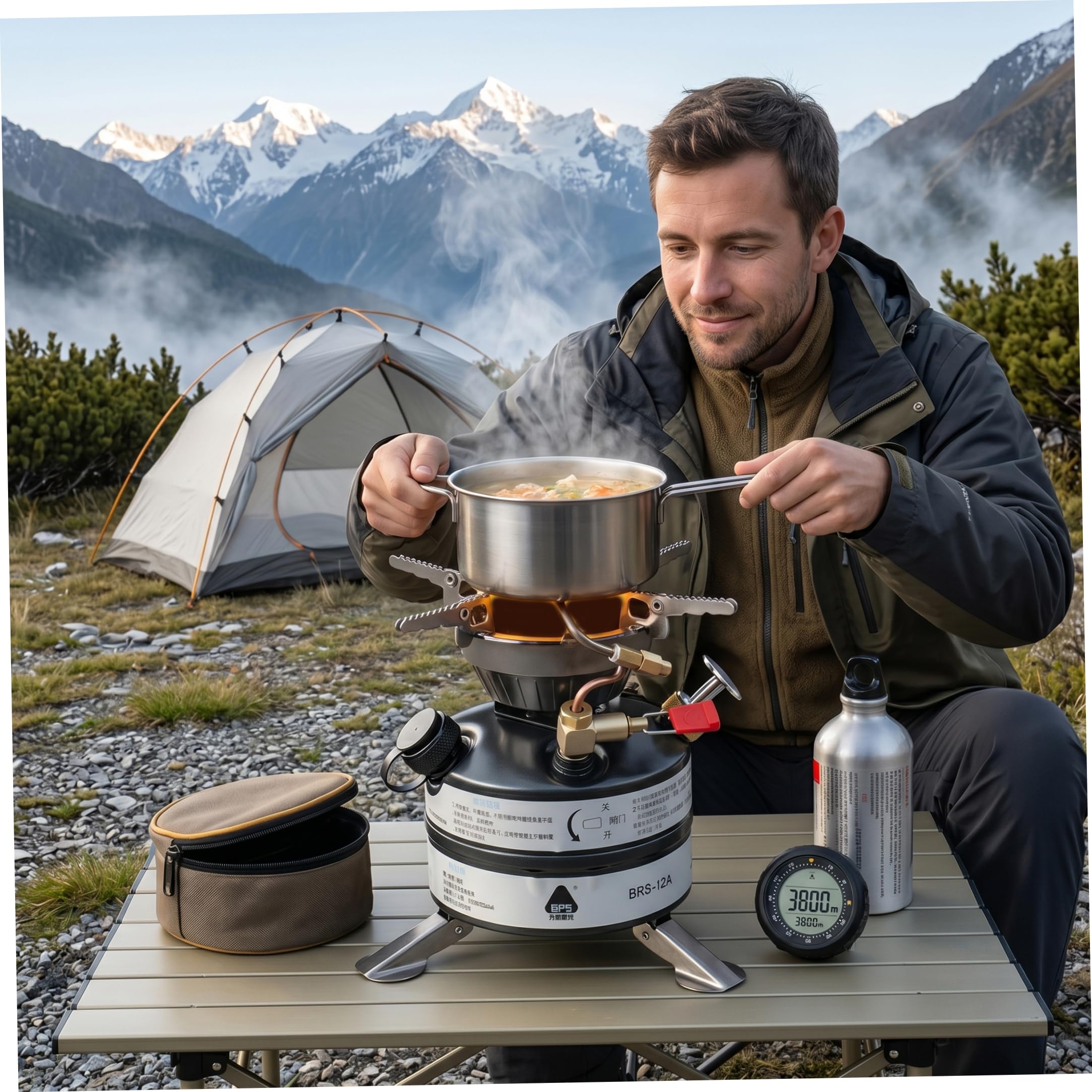 Multi-Fuel-Campingkocher, tragbarer Hochleistungs-Benzinkocher mit 2120 W und Höhenanpassung für Outdoor-Camping, Multi-Fuel-Camp mit tragbarem Hochleistungs-Benzinkocher und Höhenanpassung