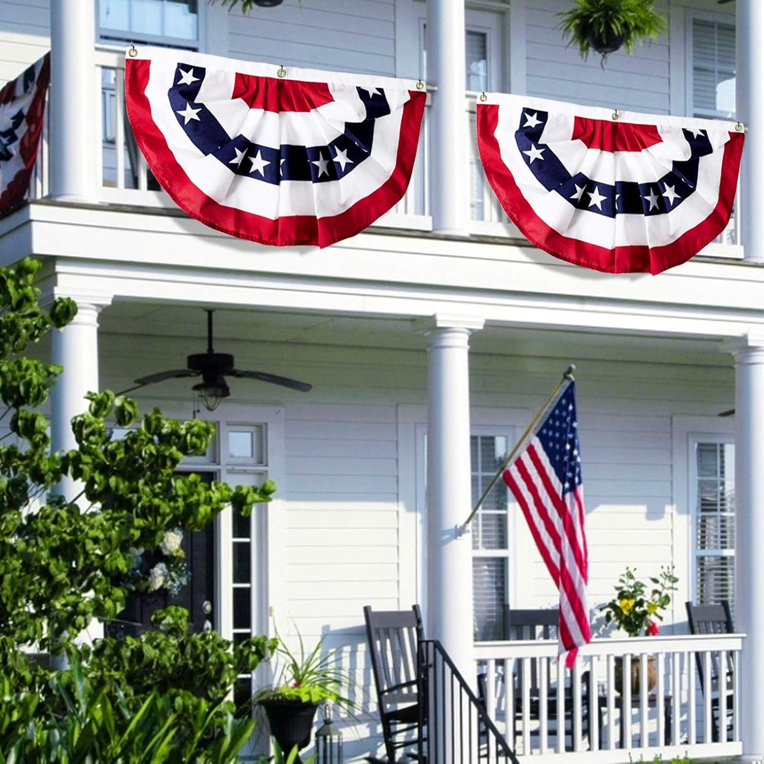 4th of July Decorations 2Pack 3x6 Ft Large American Pleated Fan Flag, 250th Anniversary American Flag Bunting Patriotic Half Fan Bunting Flag Indoor Outdoor for Red White Blue Decorations Memorial Day - Image 4