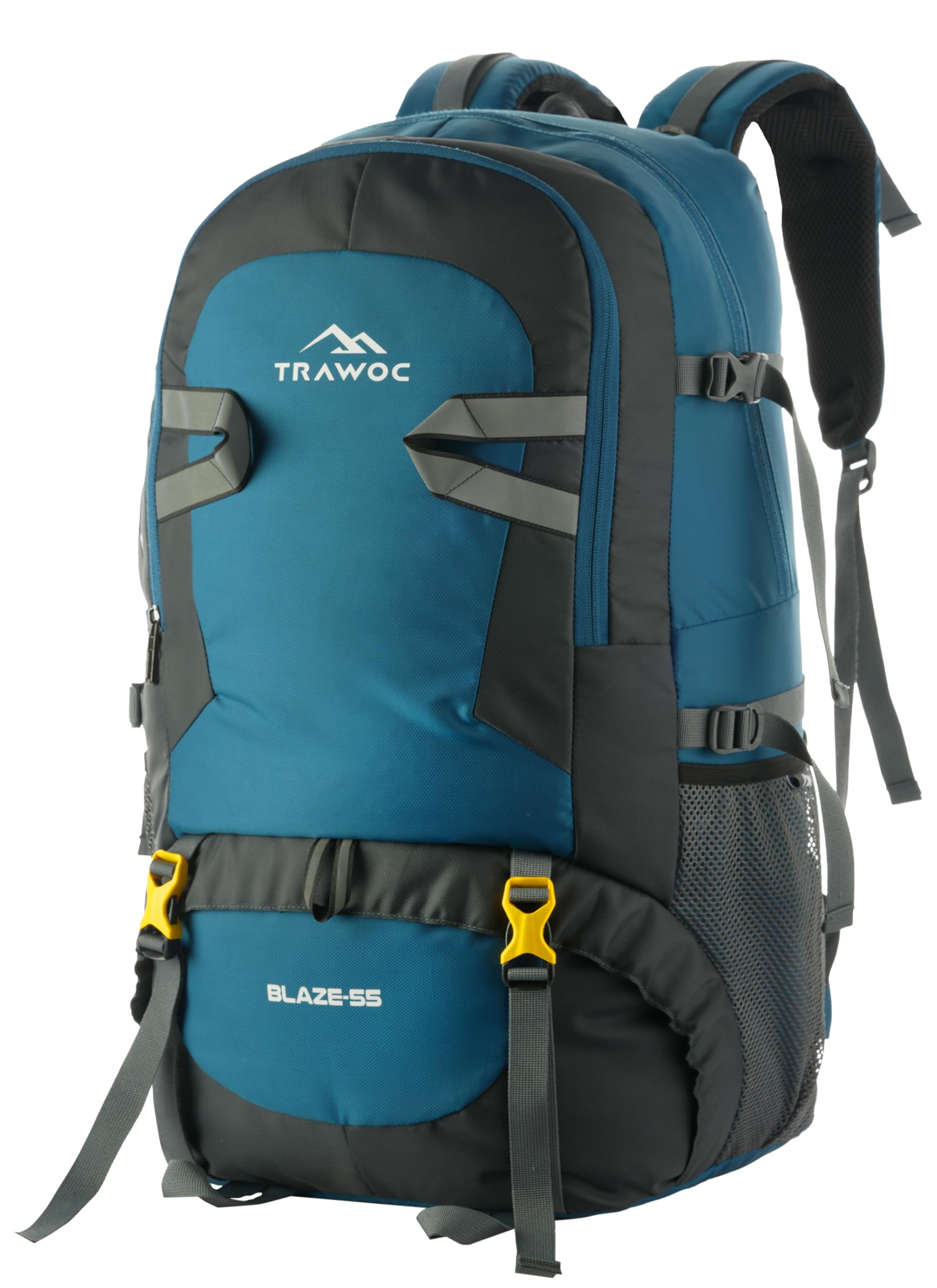TRAWOC 55 LTR Travel Backpack Daypack bag for Camping Hiking Trekking, English Blue, SHK014