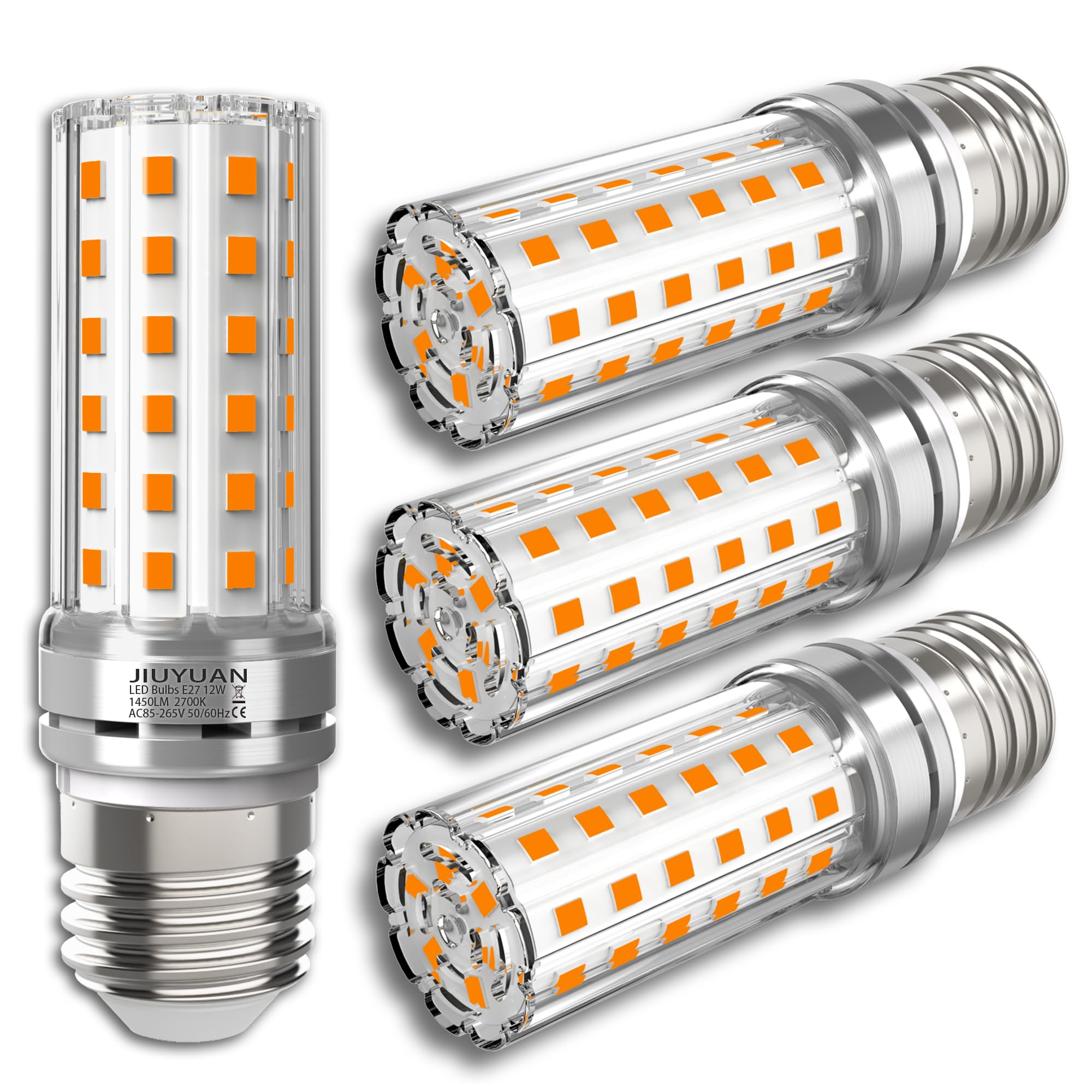 JIUYUAN Lampadina LED E27 12W e27 lampade led Lampadine LED E27 Luce Calda 2700K Bianca Calda 1450lm Lampadina E27 LED Mais lampadine Small Edison Screw Equivalente a 100W incandescenza- 4 pezzi