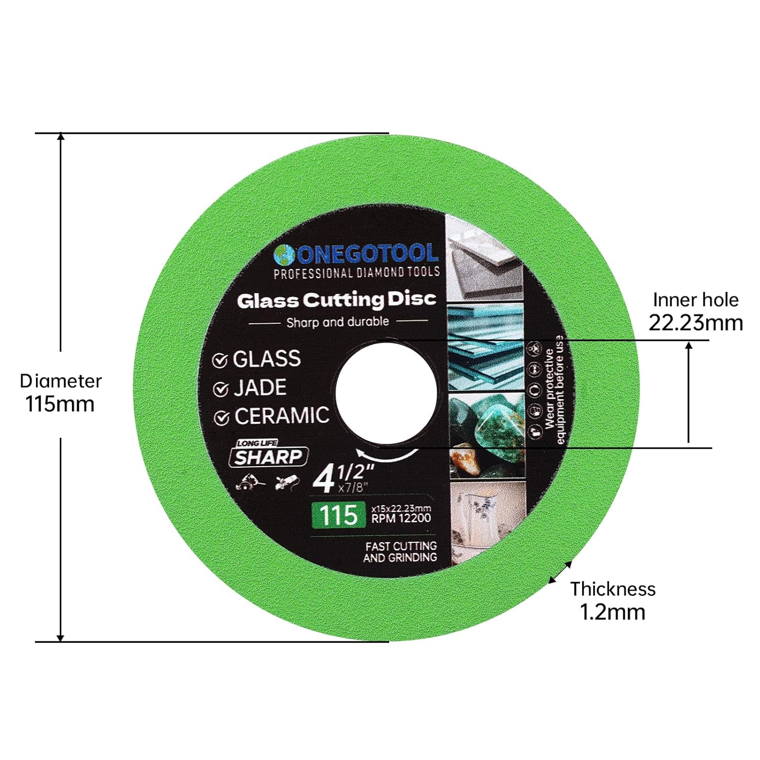 4-1/2x7/8 inch Tile Cutter Glass Cutting Disc for Angle Grinder Glass Ceramic Diamond Cutting Blade Disc for Grinding Jade, Crystal, Wine Bottles. (10PCS)