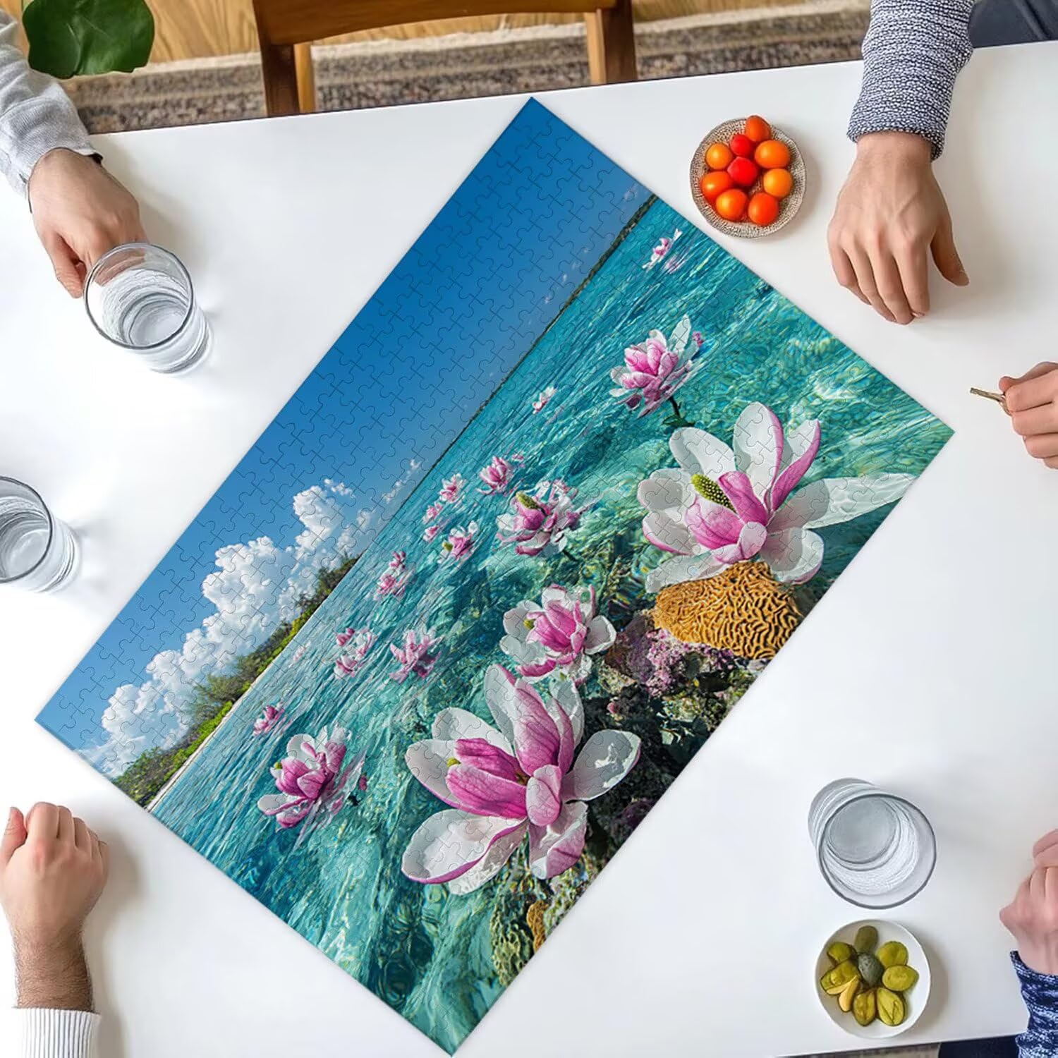 Puzzle 4000 elementów dla dorosłych puzzle dla dorosłych 4000 elementów puzzle wymagające i drażniące mózgi gra edukacyjna dla całych prezentów dla mężczyzn, motyw puzzli: (kwiat magnolii oceanu) h