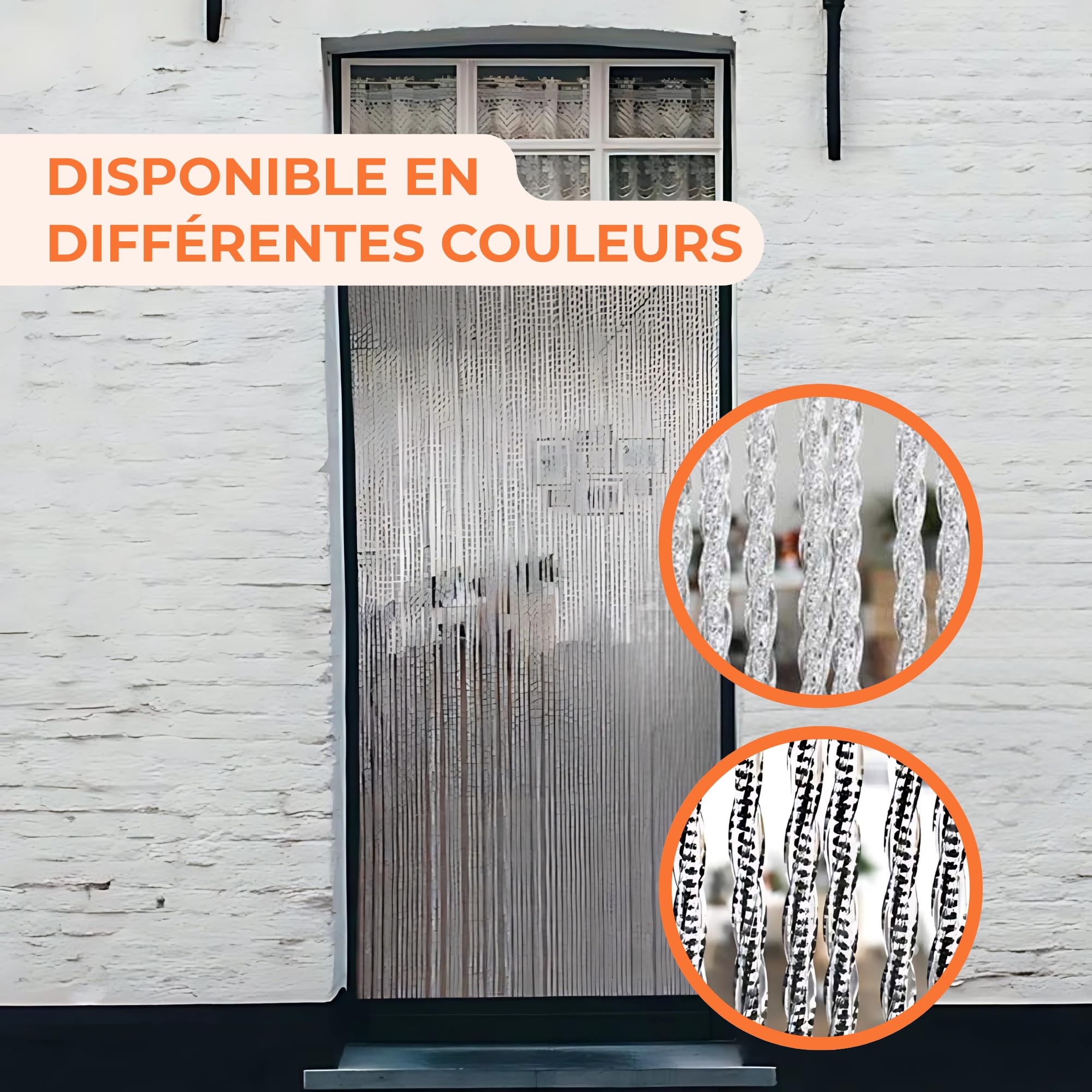 Trente Rideau de Porte Luxe Orchidea Transparent, différentes Tailles, 100 x 220 cm