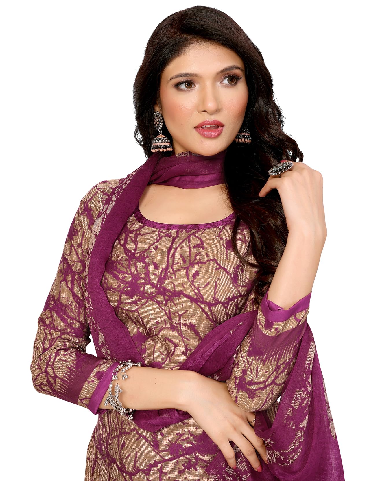 yashika Women's Printed Dress Material - Unstitched Crepe Fabric Kurti, Pants & Dupatta Set (AZ-YS-P4-ADDA WINE)-picture-35