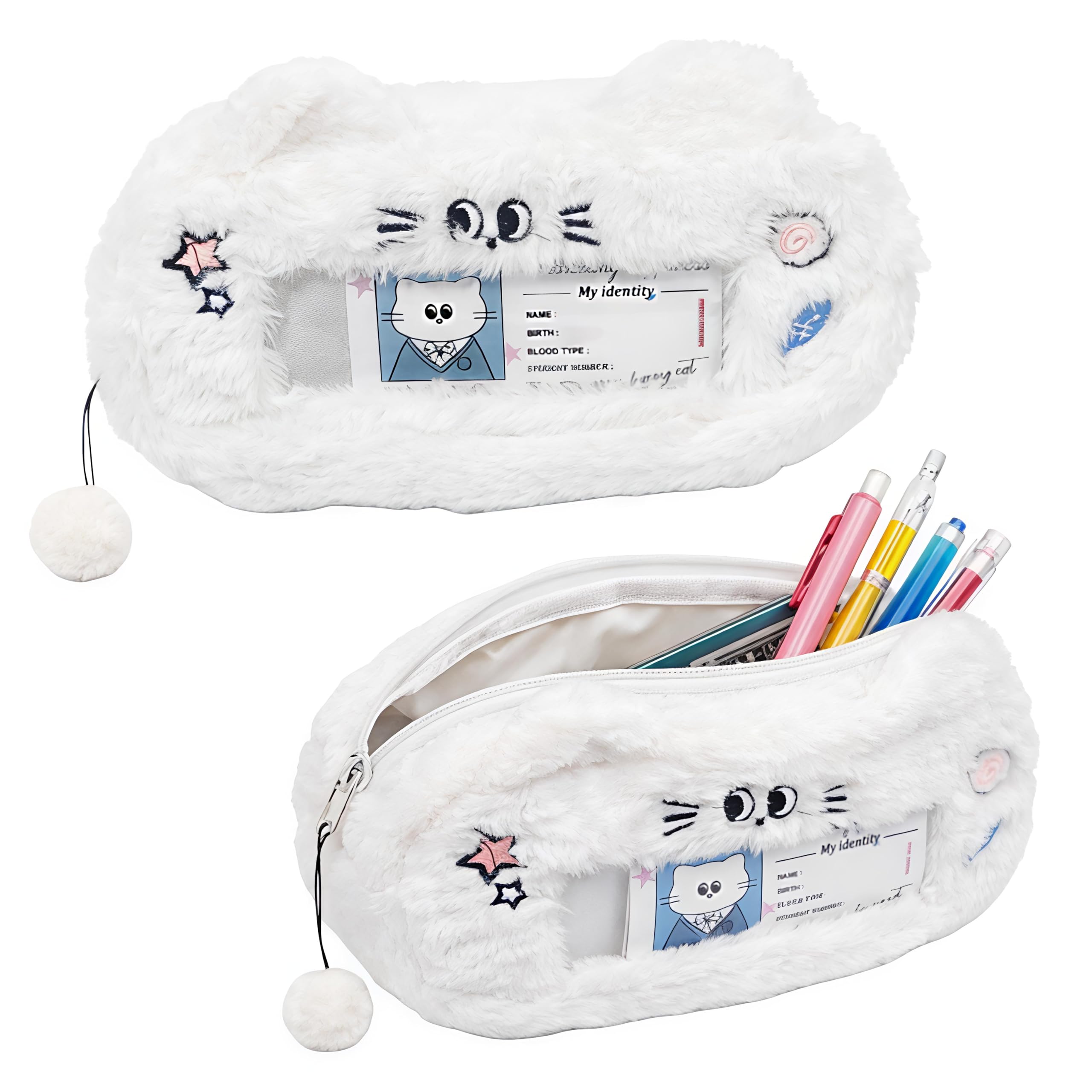 FunBlast Cartoon Fur Pencil Pouch for Girls – Multi-Purpose Zipper Pouch Case for School Kids, Cute Cosmetic Pouch for Girls, Coin Pouch, Travel Pouch, Fur Pouches for School/Office (White-A)-image-48