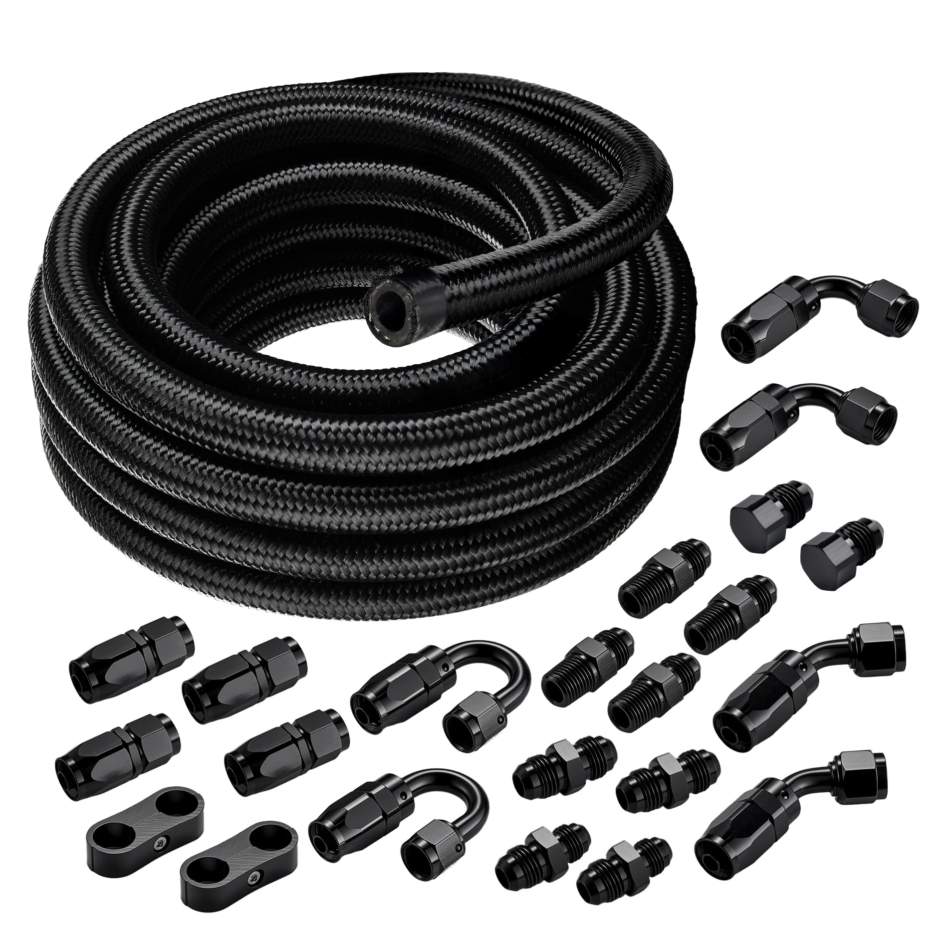 EVIL ENERGY 4AN Fuel Line Kit, 4AN Nylon Braided Fuel Line Hose with 24PCS Fittings Kit CPE Fuel Hose 20FT-image-28