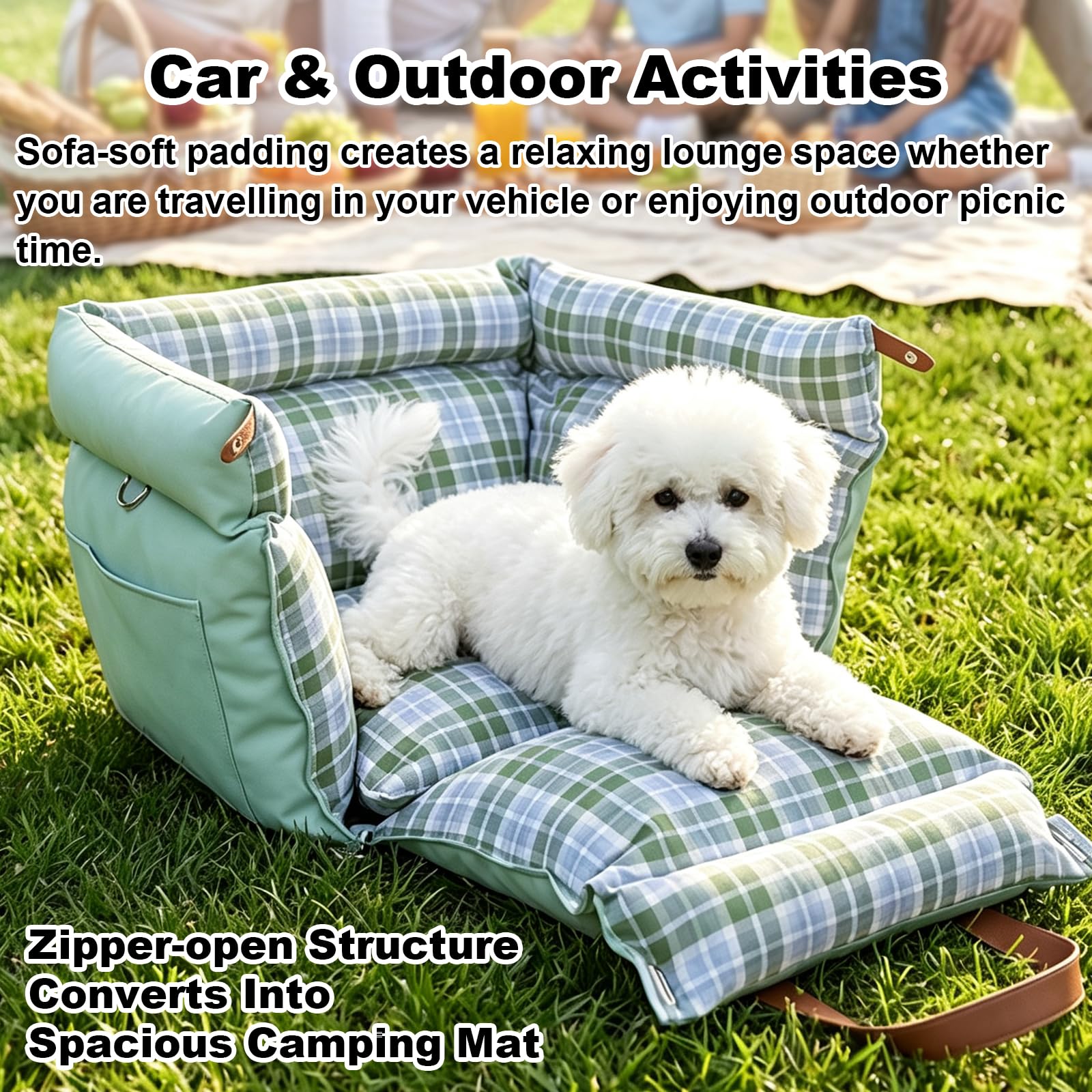 Seggiolino Auto rialzato per Cani con Tasche Laterali portaoggetti