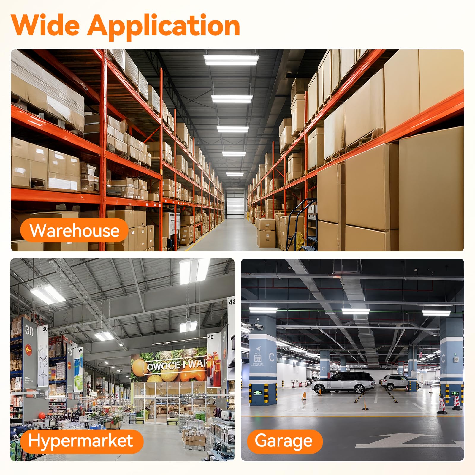 24-Pack 3FT 300W Linear High Bay Shop Lights 45000lm 6000K 5000K 4000K Switchable 0-10V dimmable 100-277V Adjustable Tilt — view 9