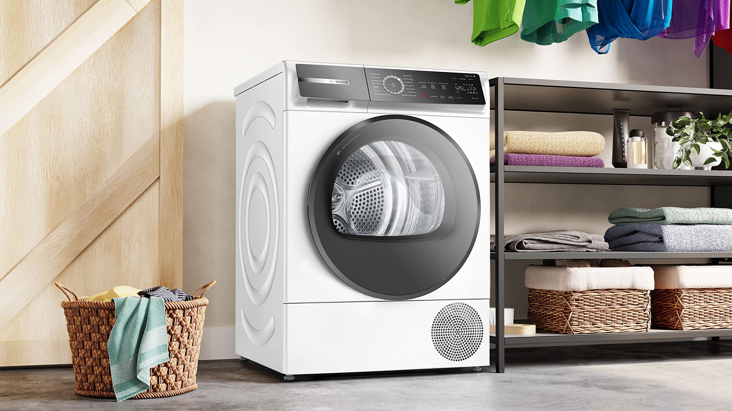 BOSCH WQB235B40 Série 8 Sèche-linge à pompe à chaleur avec capacité de 8 kg, AutoDry, SmartDry, Home Connect, design anti-vibration, système de séchage sensible, blanc, 60 cm