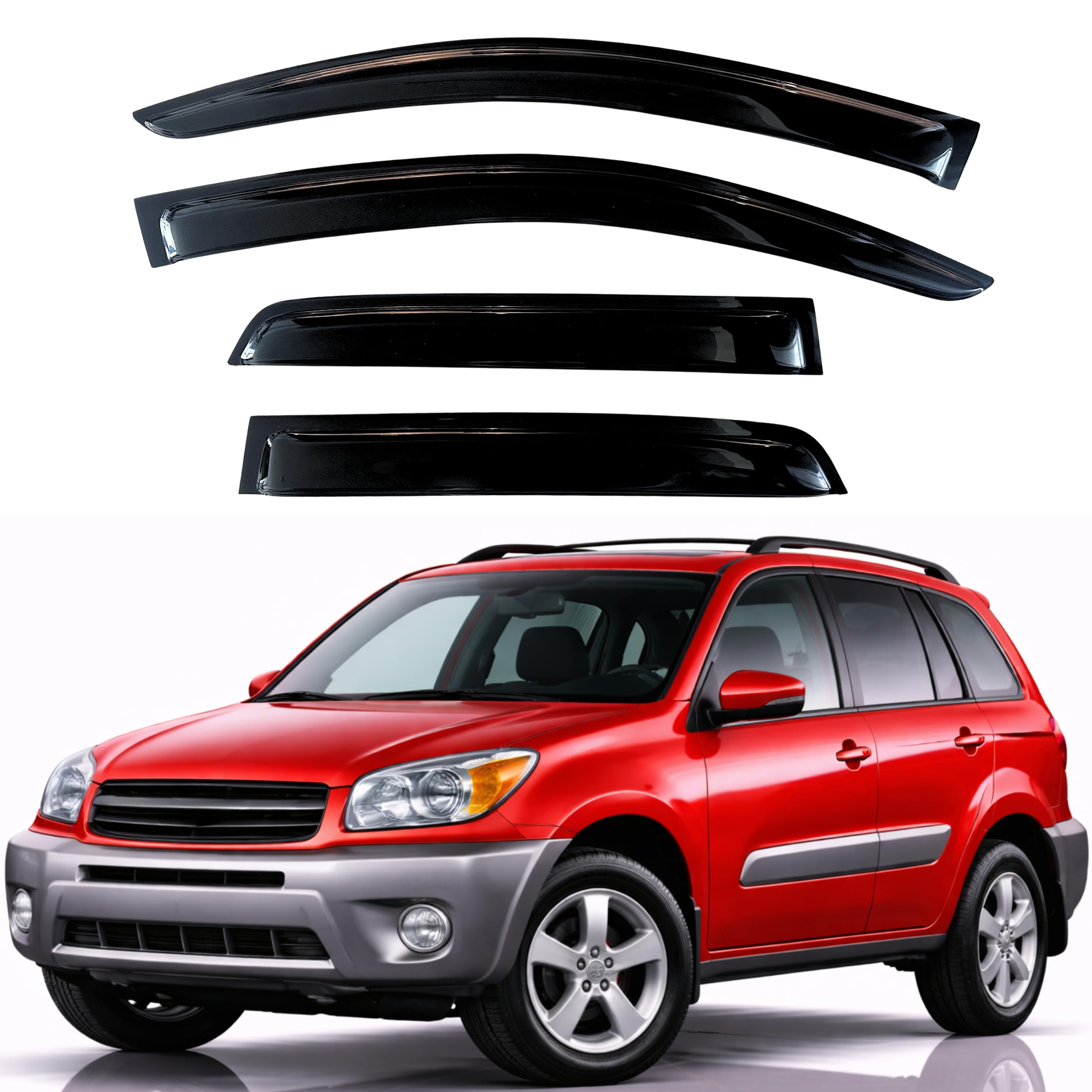 KPY Rain Guards Fit for 2001-2005 Toyota Rav4, Out-Channel Window Visors Vent Wind Deflectors 4PC, Car Accessories for 01-05 Rav4