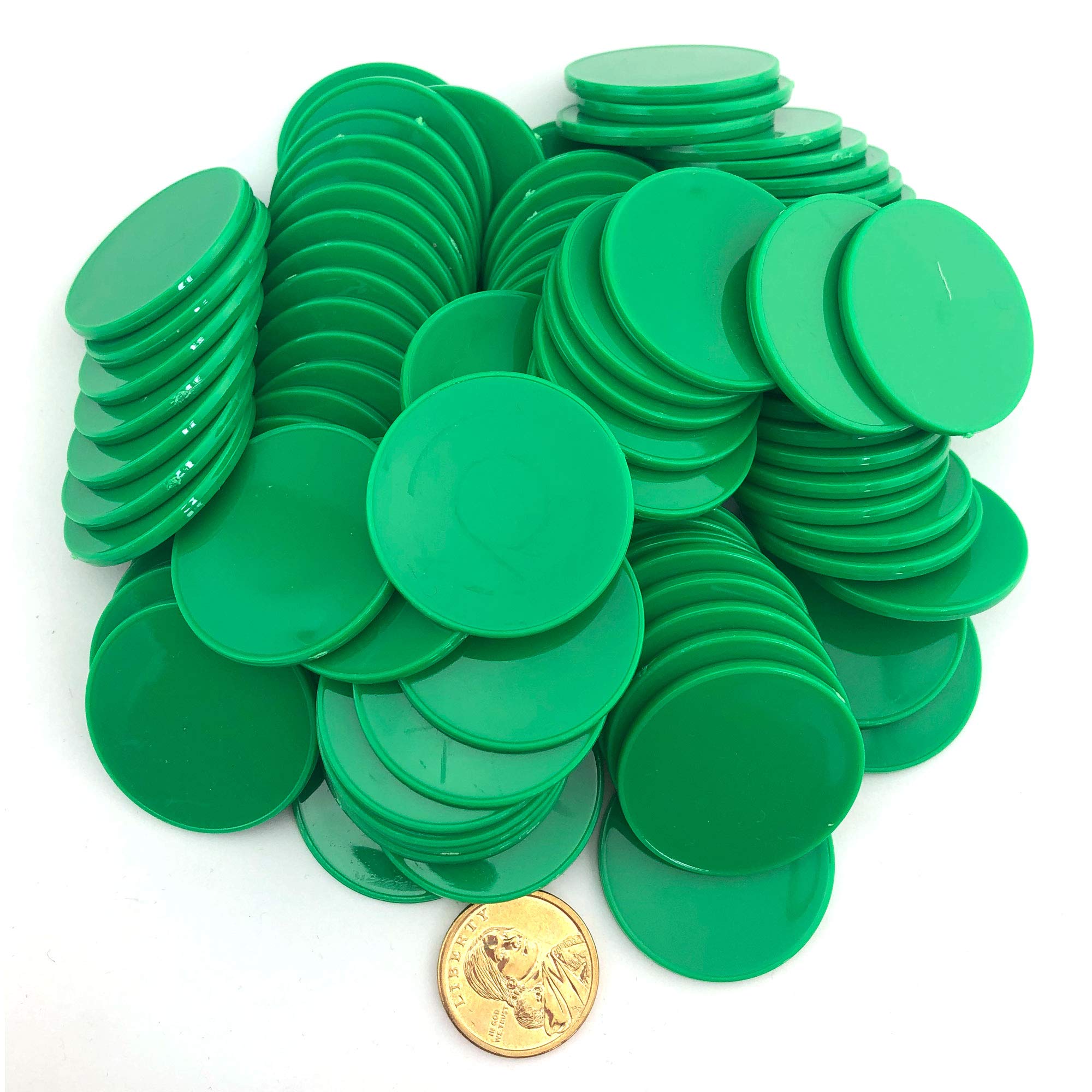 Smartdealspro Set of 100 1 1/2 Inch Opaque Poker Chips Plastic Learning Counters Game Tokens with Storage Box (Green)