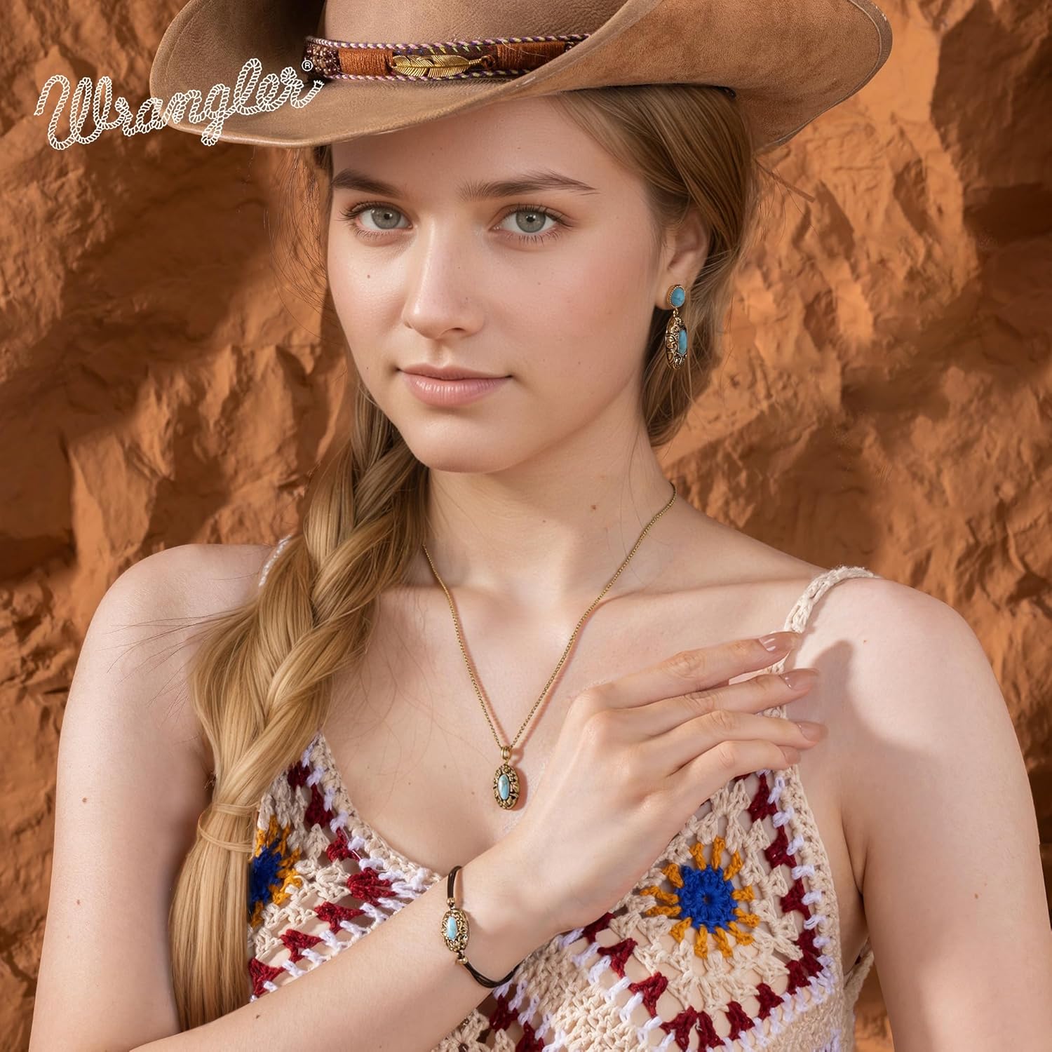 Montana West Wrangler Western Pendant Necklace for Women 14K Gold Statement Carvings Turquoise Cowgirl Vintage Jewelry - Image 2