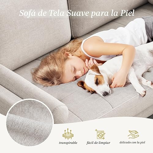 Miniatura 3 de Vesgantti Sofá de dos plazas con patas de madera maciza, sofás pequeños de 48 pulgadas para espacios pequeños, asiento de dos plazas para sala de